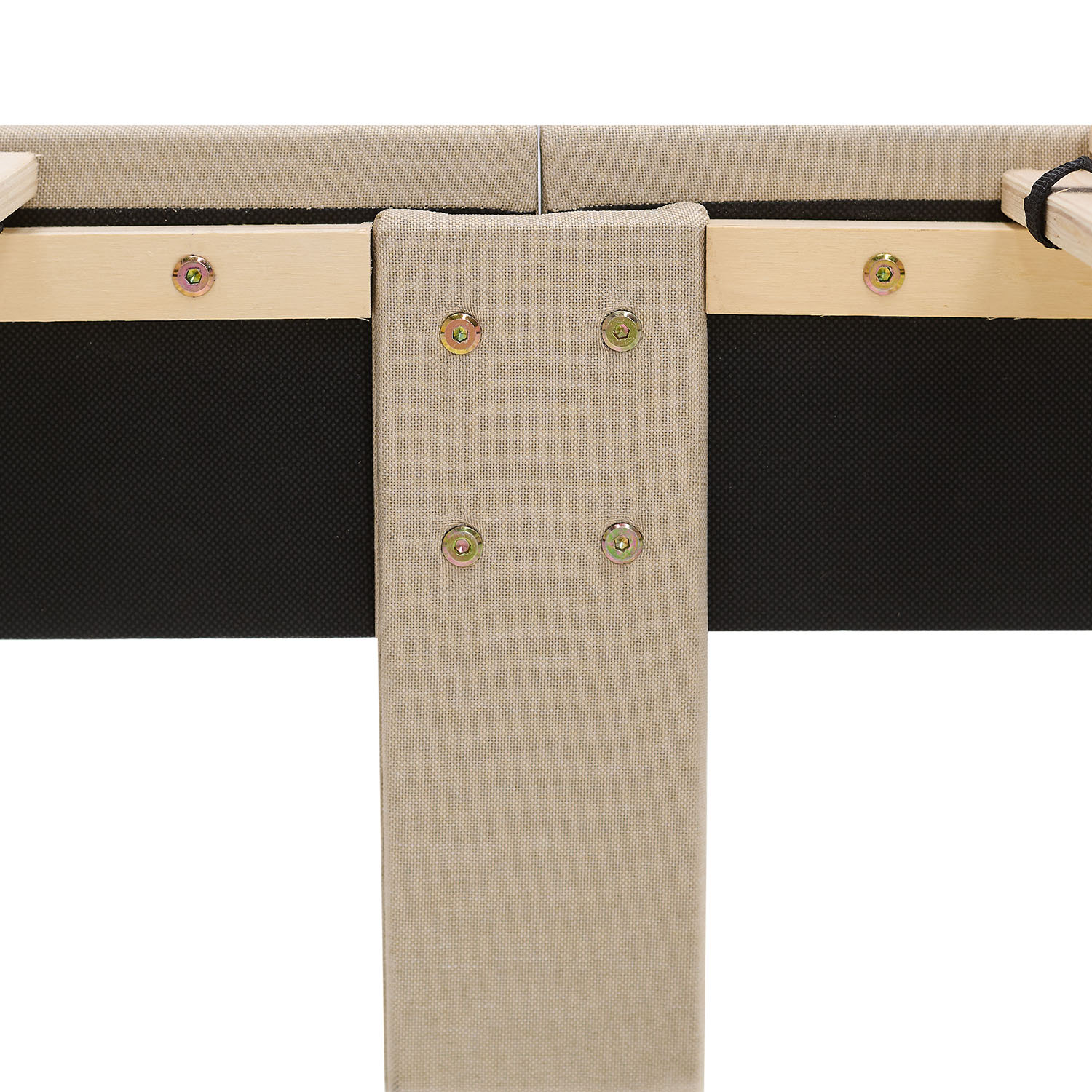 Upholstered bed 140x200 cm beige | with slatted frame | double fabric bed frame