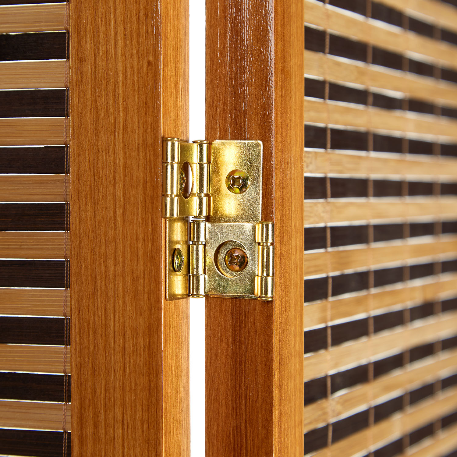 Paravent Brown Wooden Slats Height 200 cm | 3-panel | Wood | Room Divider Partition Privacy Screen