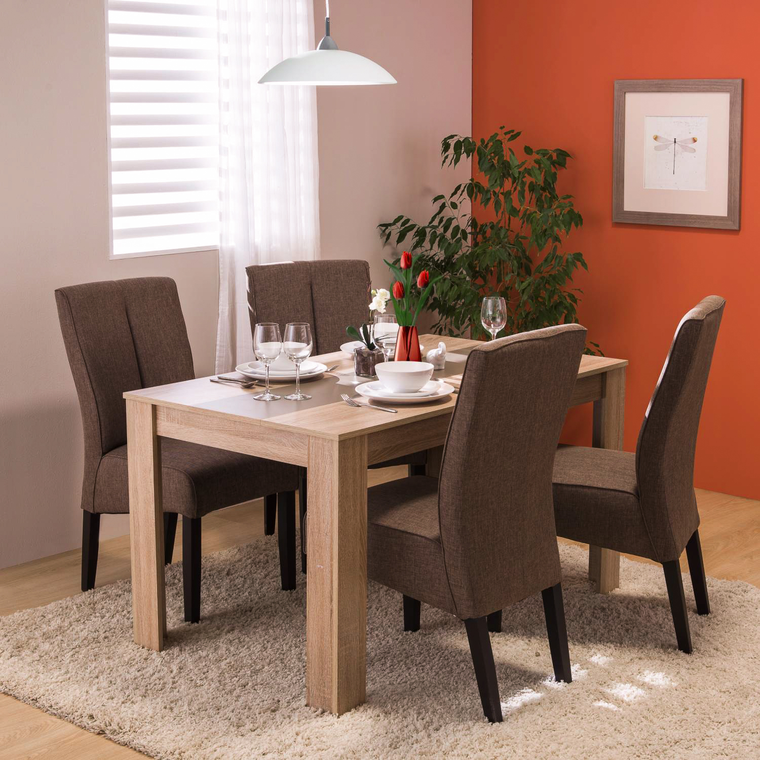 Modern Dining Table Kitchen Table Wooden Table 135x80 cm Oak White Brown 6 Seater