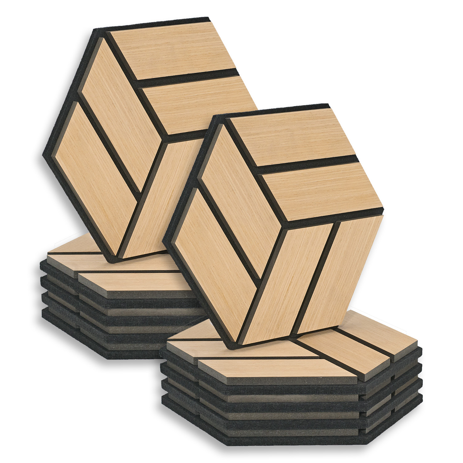 Acoustic Panels Wall Panels Hexagon Honeycomb 30 x 26 cm Natural Oak | Wood | 10-piece Set | 3D Acoustic Panels Wall Panels Hexagon Honeycomb 30 x 26 cm Natural Oak | Wood | 10-piece Set | 3D