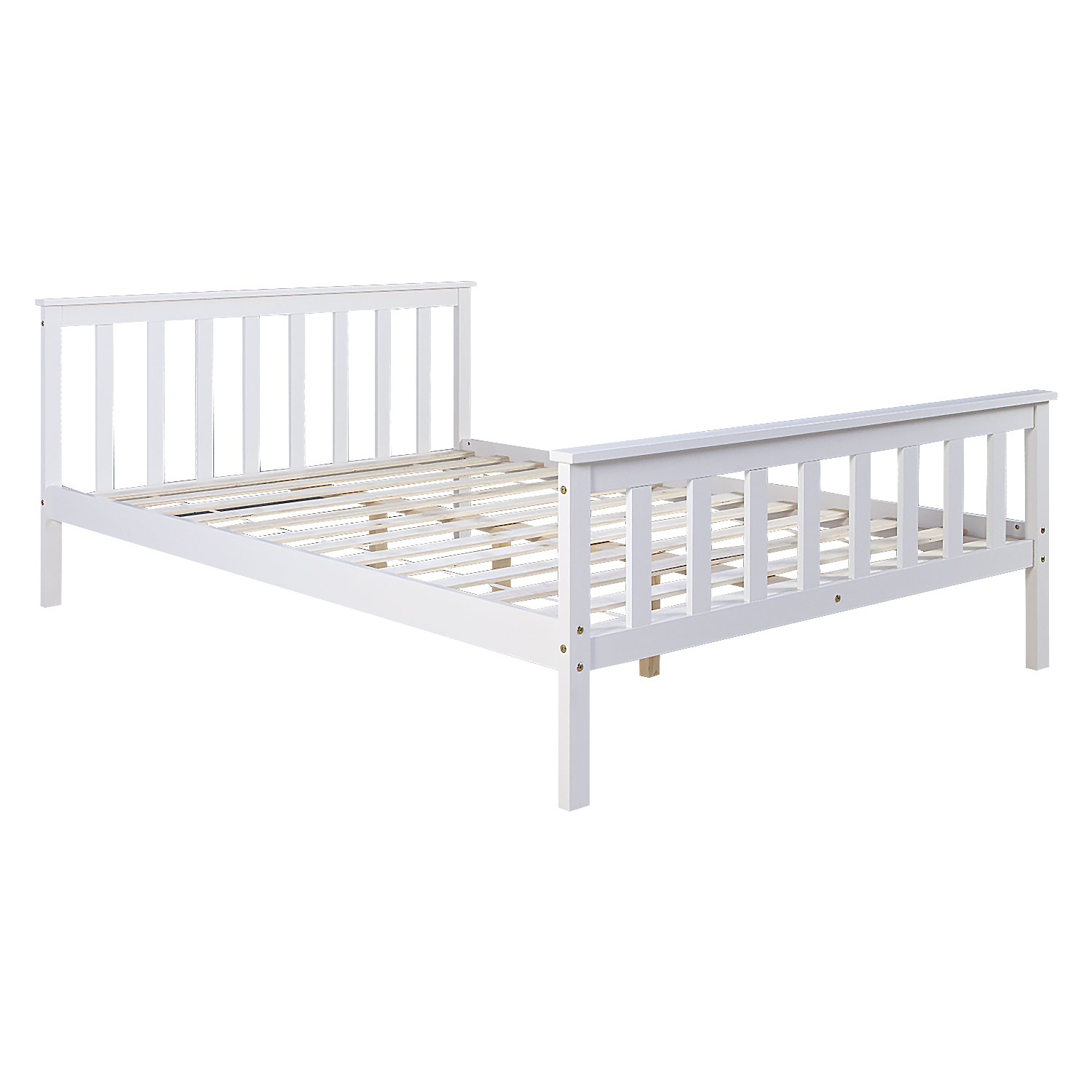 Wood Bed 140x200 cm White | Double Bed | with Slatted Frame | Solid | Kids Youth Guest Bedroom