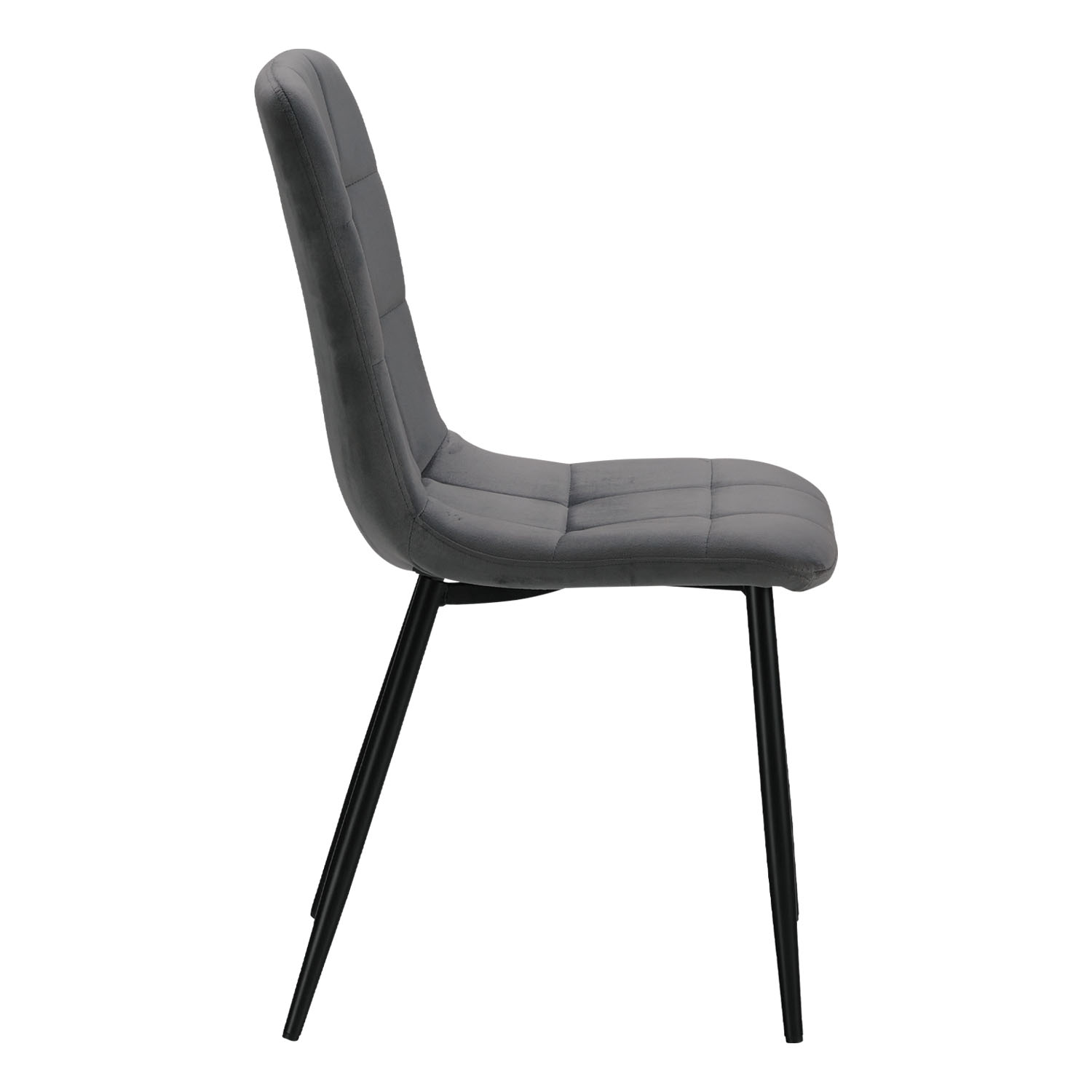 Upholstered Chair, Gray Velvet – Dining Chair without Armrests, with Quilted Backrest