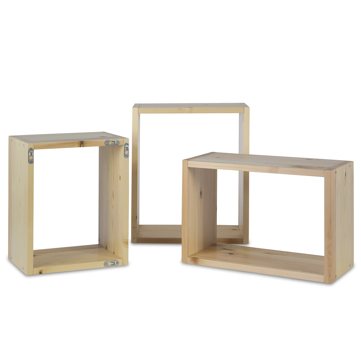 Wooden Rack Set of 3 Hanging Shelf Bookcase Bookshelf 3 Parts Wood Natural