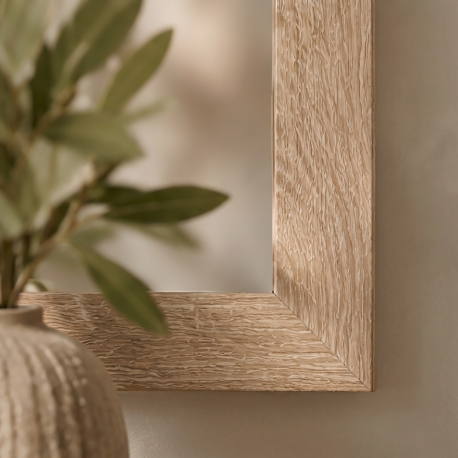 Large Rectangular Wall Mirror 80x70 cm Sonoma Oak Effect Wooden Frame Hallway Bedroom Living Room Mirror