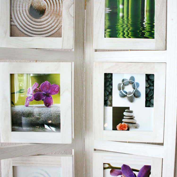 Paravent Pictures Photos White | 3-panel | Wood | Room Divider Partition Privacy Screen