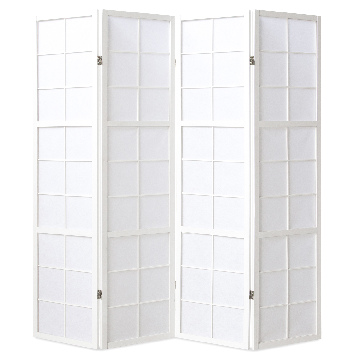 Paravent White Shoji Rice Paper White | 4-panel | Wood | Room Divider Partition Privacy Screen