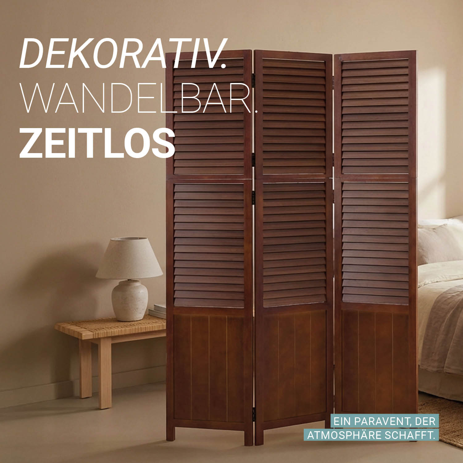 Paravent Brown Wooden Slats | 3-panel | Wood | Room Divider Partition Privacy Screen