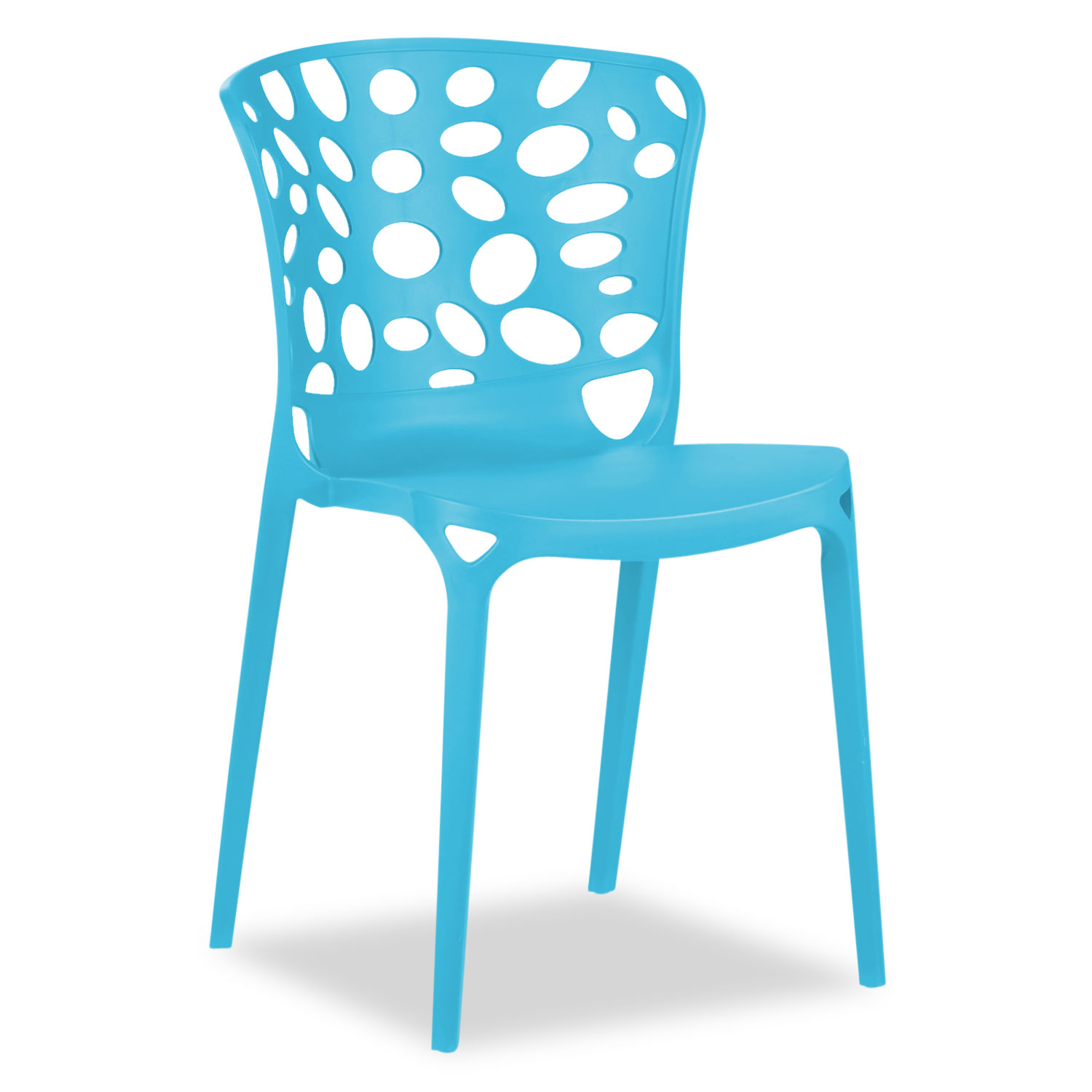 Chaise de jardin Lot de 6 Moderne Bleu Chaises design Plastique Chaises exterieur Chaises empilable Chaise de cuisine