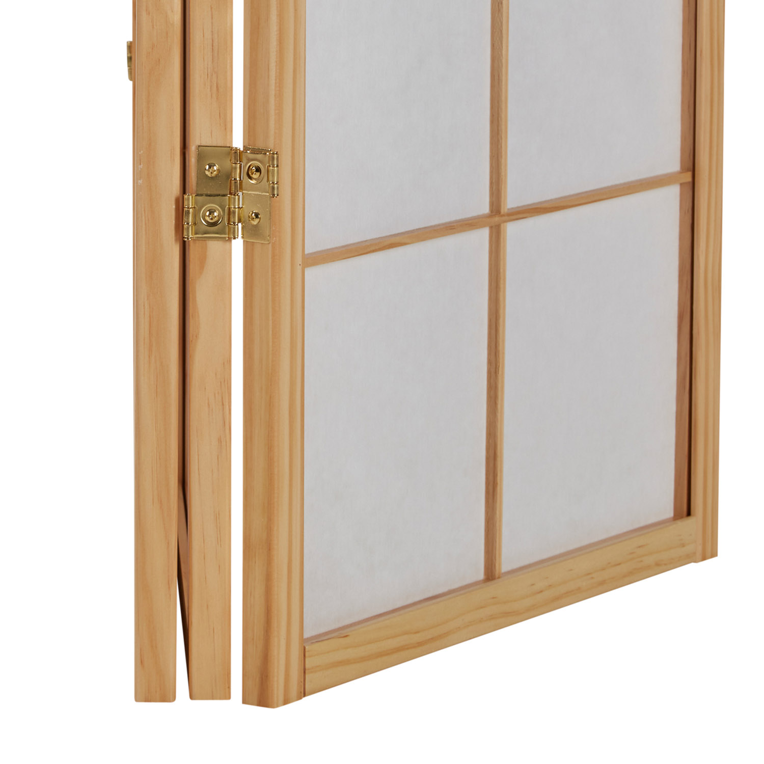 Paravent room divider 6 pieces, wood natural, rice paper white, bamboo pattern, height 179 cm	
