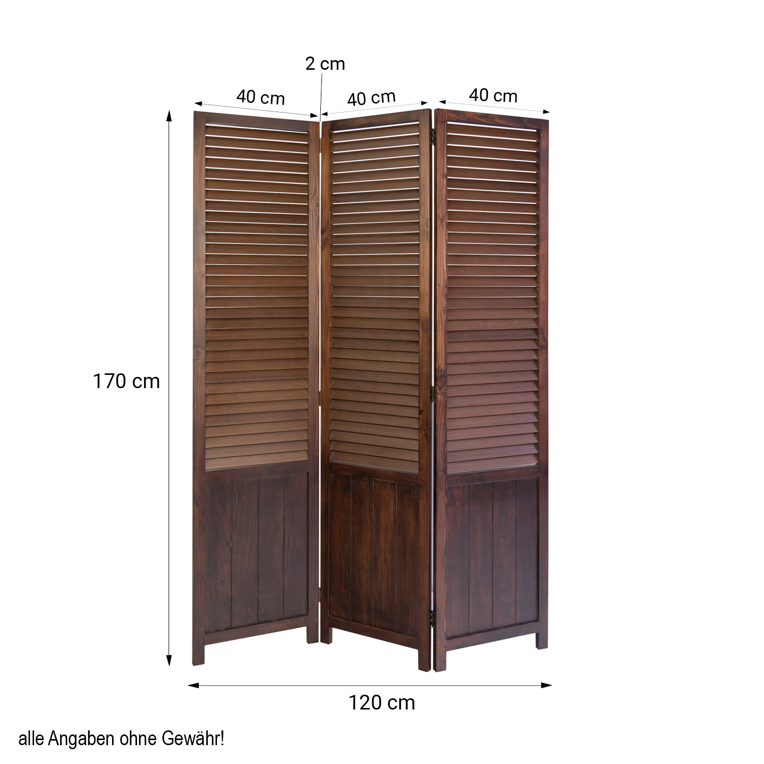 Paravent Brown Wooden Slats | 3-panel | Wood | Room Divider Partition Privacy Screen