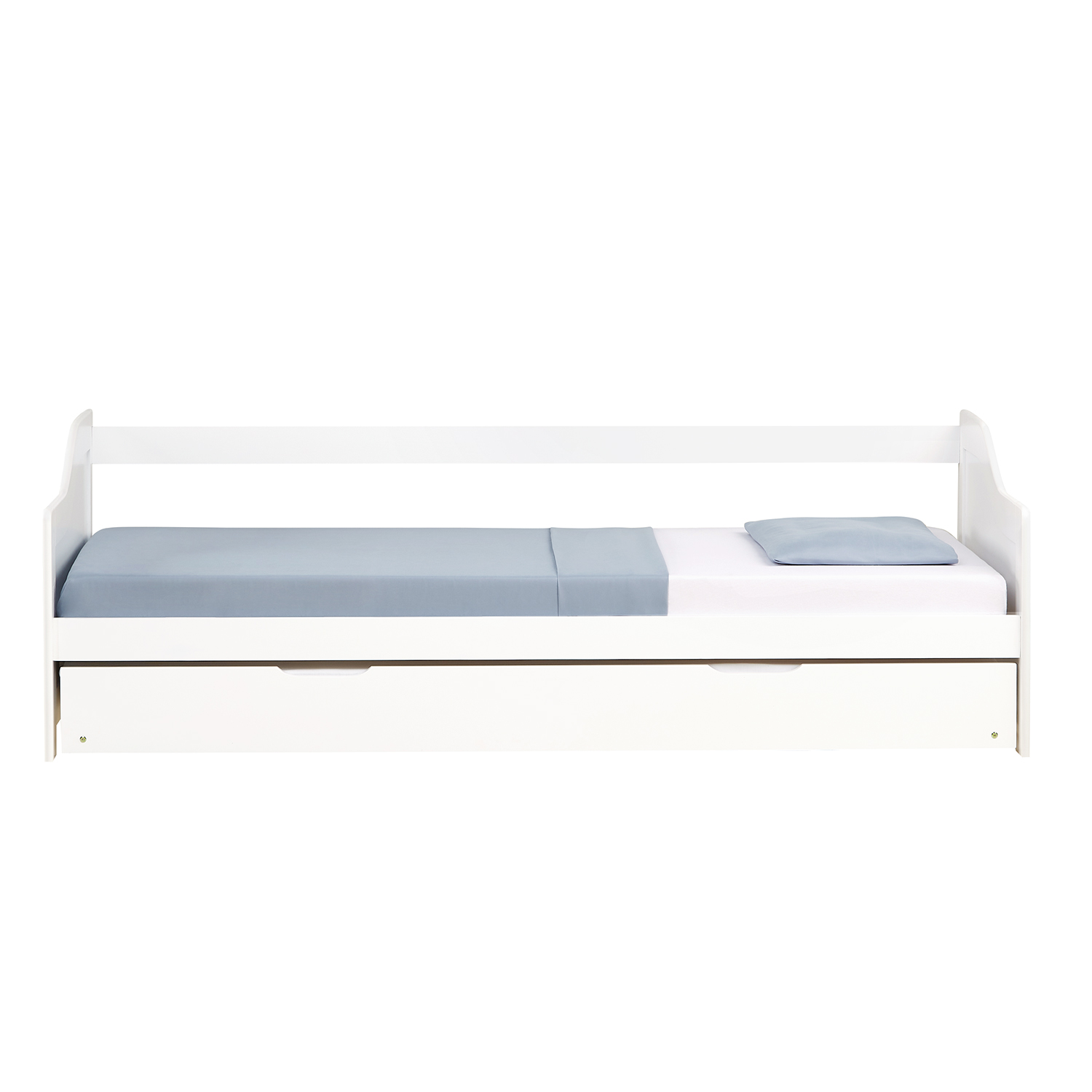 Wooden Bed 90x200 cm White | Extends to a Double Bed | Bunk Bed | With Slatted Base | Pull-Out Bed, Functional Bed, Duo Bed