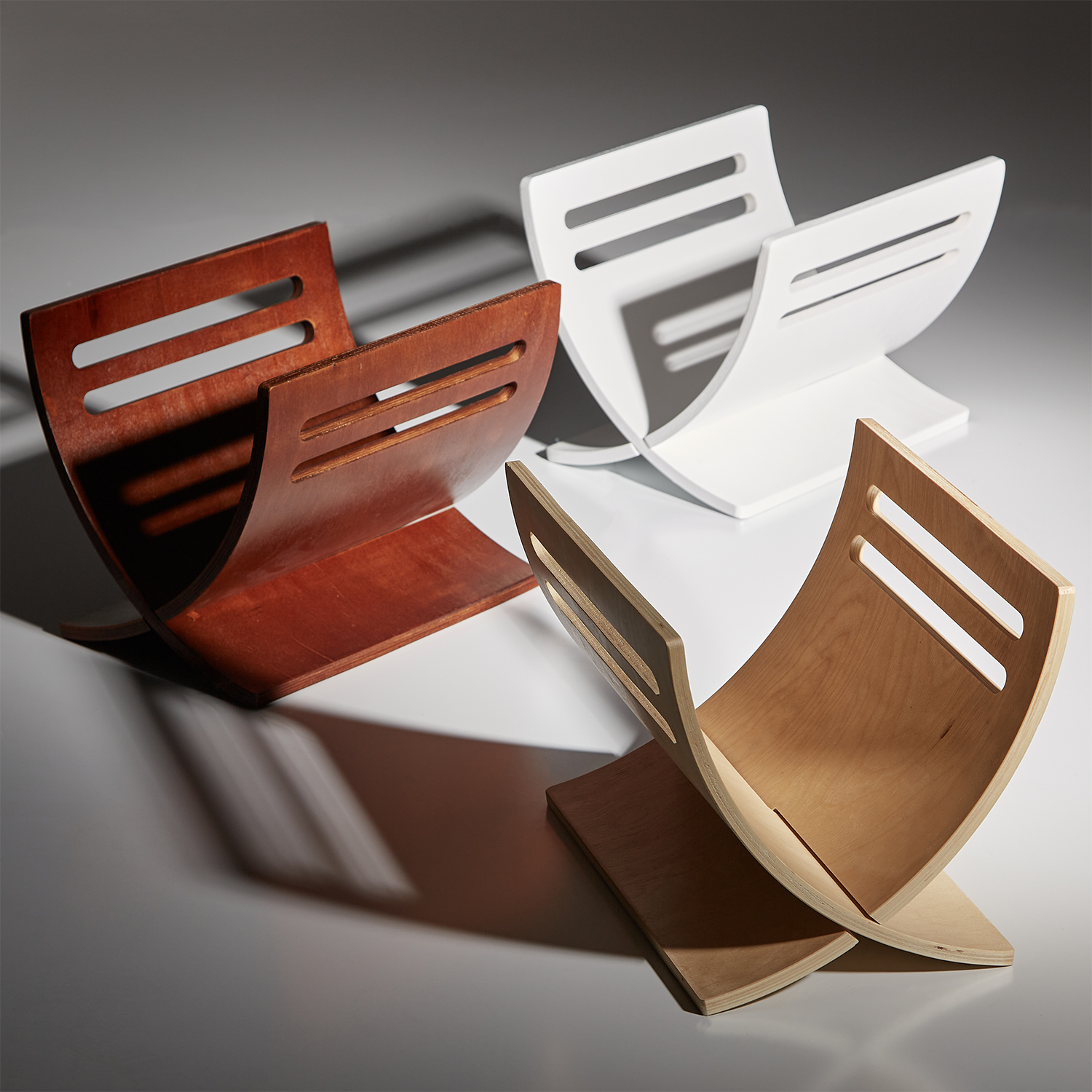 Newspaper Rack White Natural Brown Magazine Holder