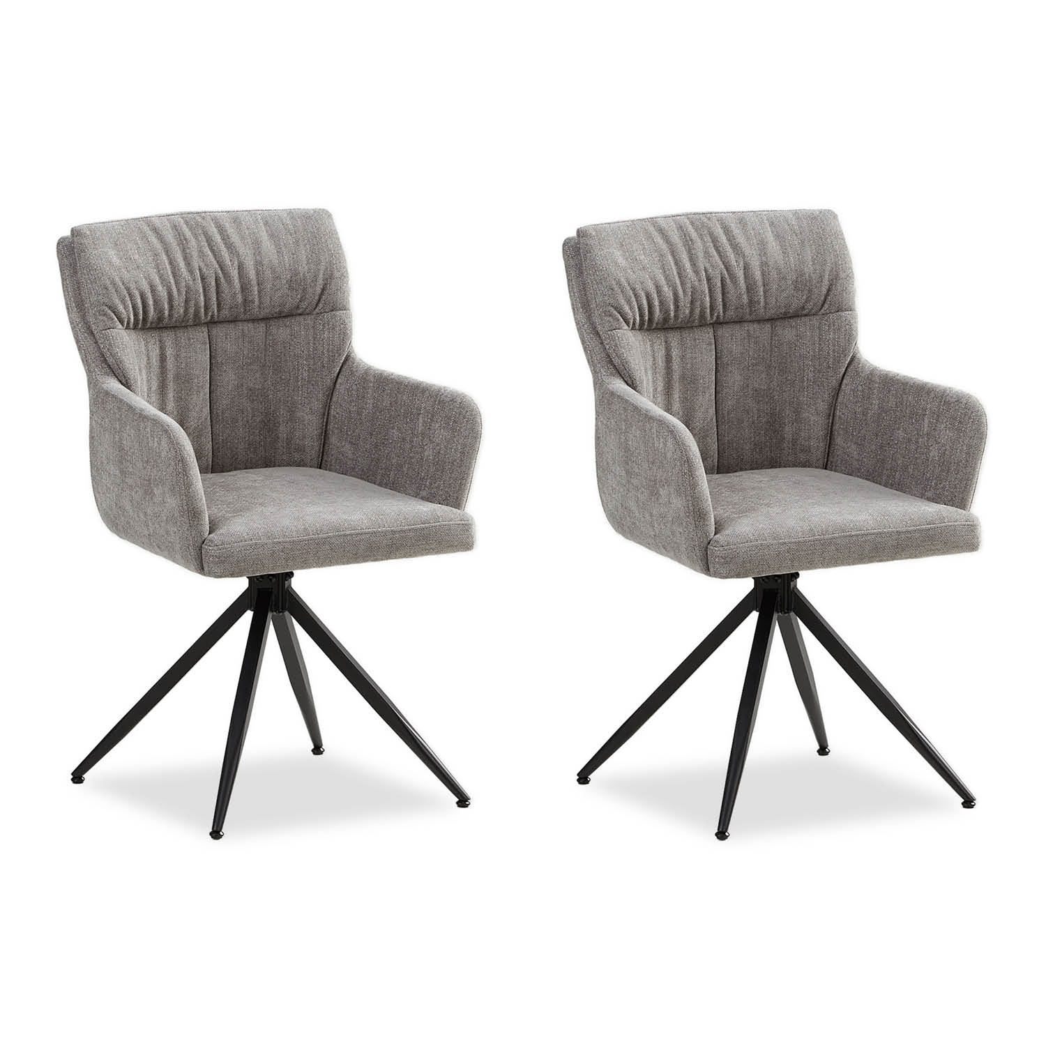 Upholstered Chair Linen Grey | Set of 2 | swivel | with Armrests | Kitchen Dining Room Office