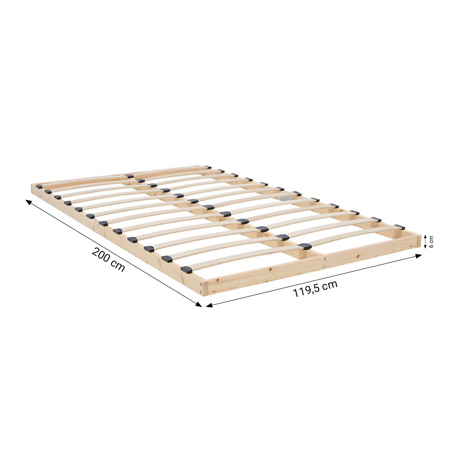 Comfort Bed 120x200 cm Natural | Senior Bed Height Adjustable with Slatted Frame | Double Bed | Wood