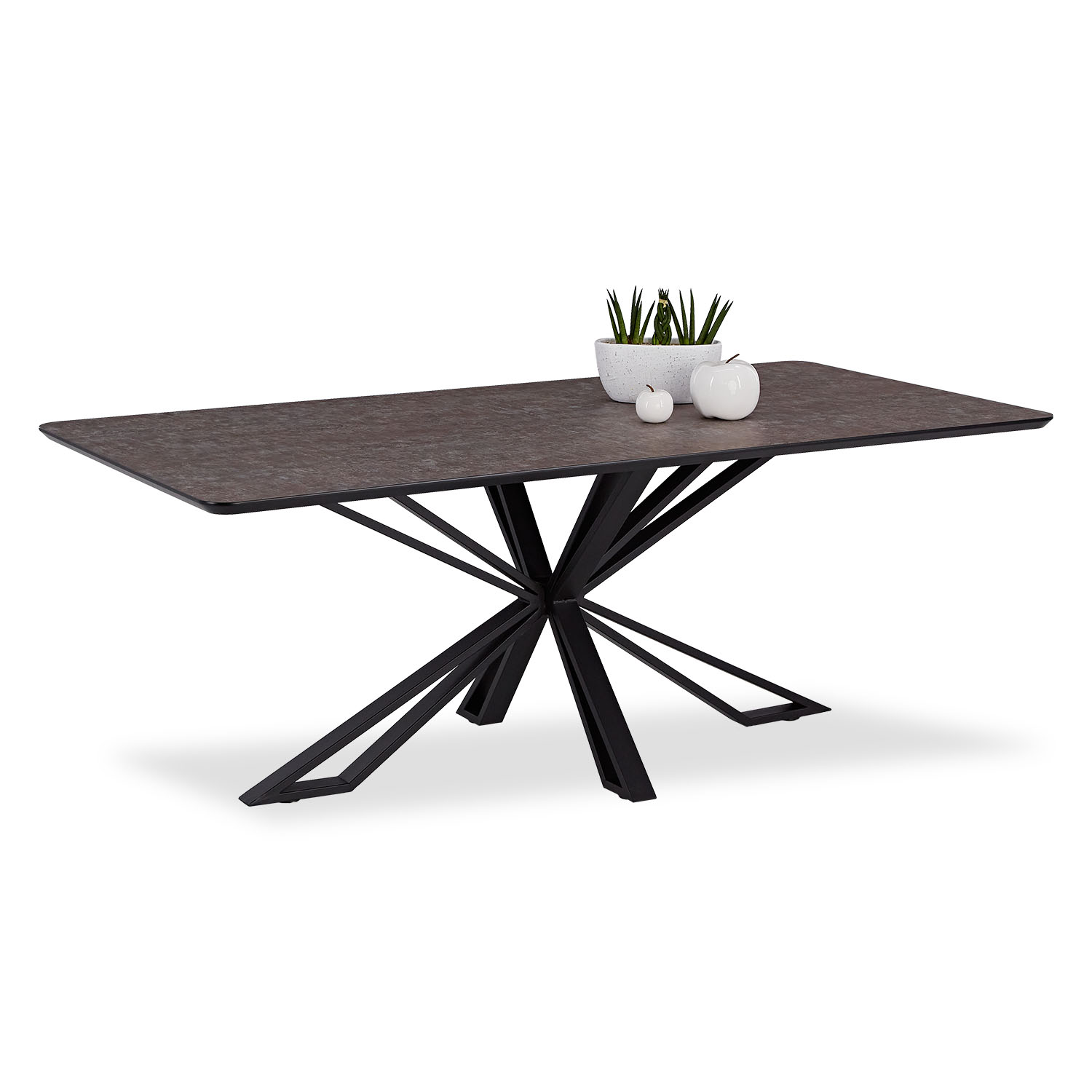 Modern Dining Table Kitchen Table 200x100 cm Brown Black Table 8 Seater Industrial Look