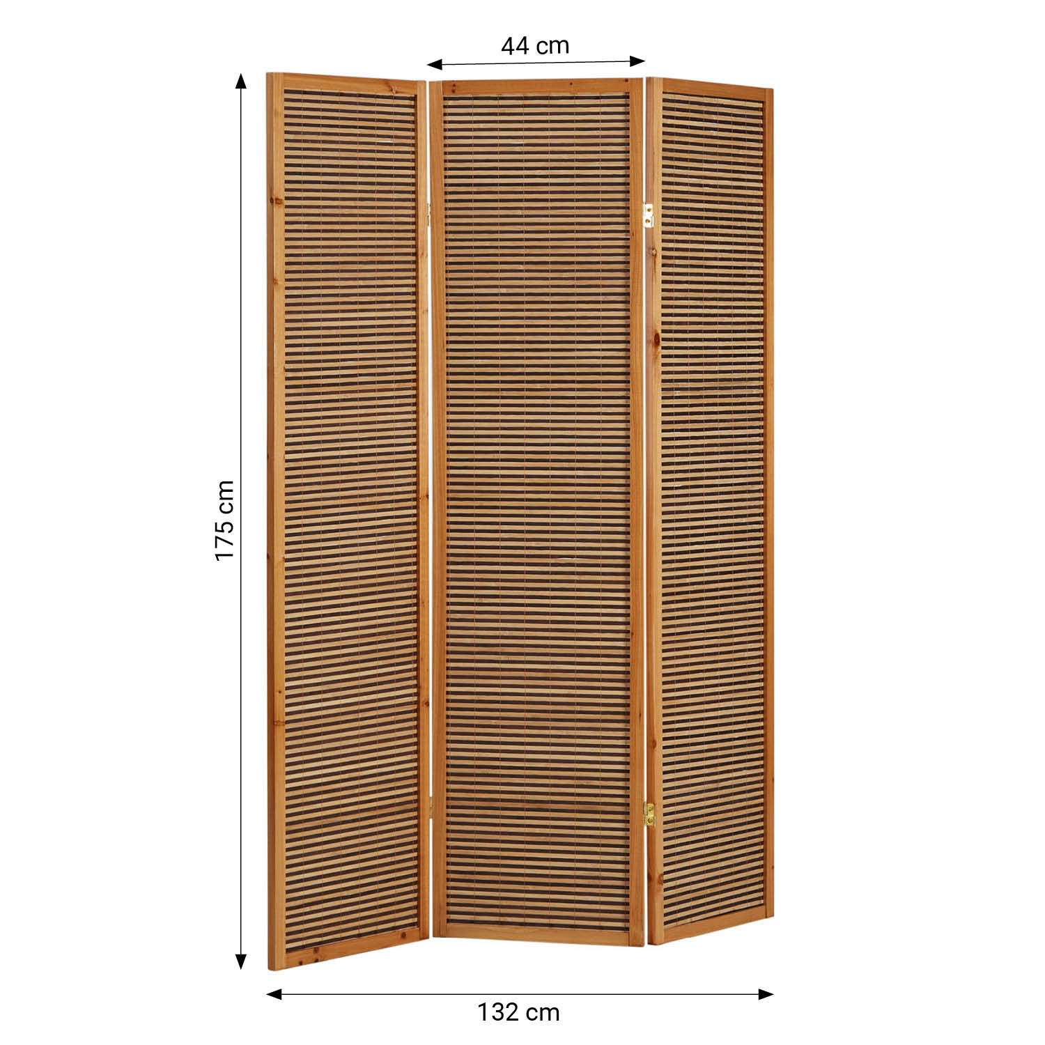 Paravent Brown Wooden Slats | 3-panel | Wood | Room Divider Partition Privacy Screen