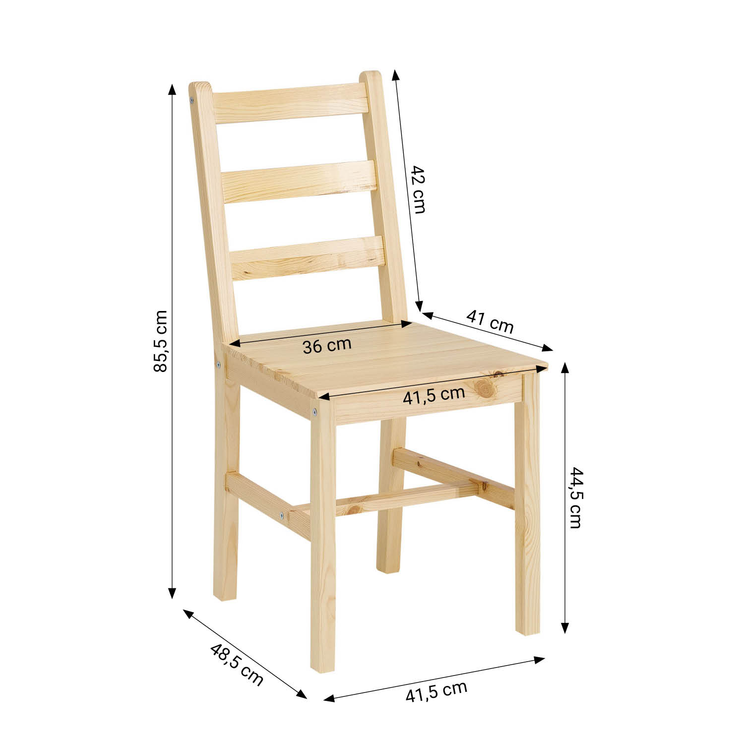 Dining set | 4-piece set chairs natural wood | country style | wooden dining table 108 x 65 cm