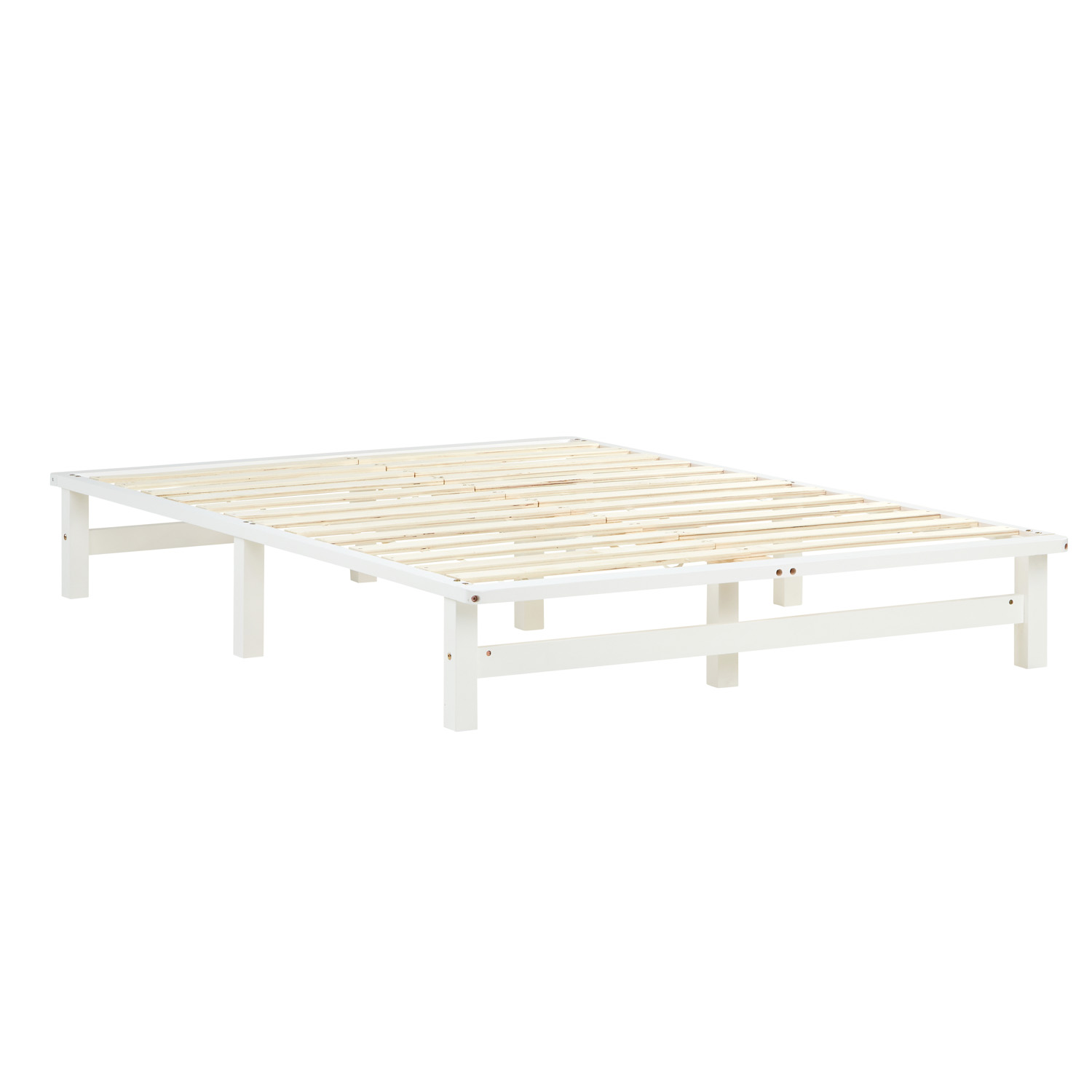 Pallet Bed 140x200 cm White – Wooden Double Bed with Mattress & Slatted Base for Teen Rooms, Guest Rooms, and Bedrooms