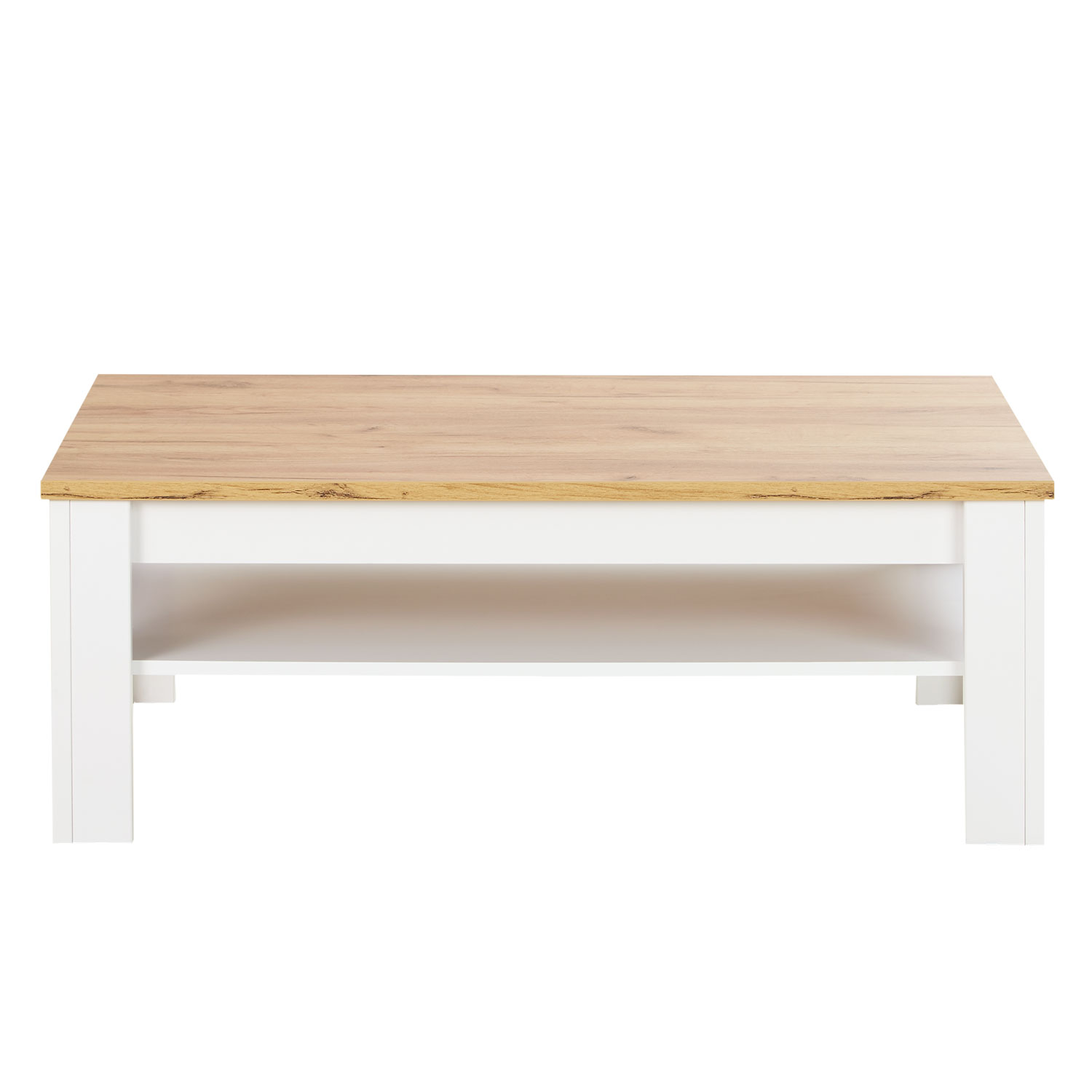 Coffee Table 110x70 cm Living Room Table Country Style Storage Wooden White Table Oak