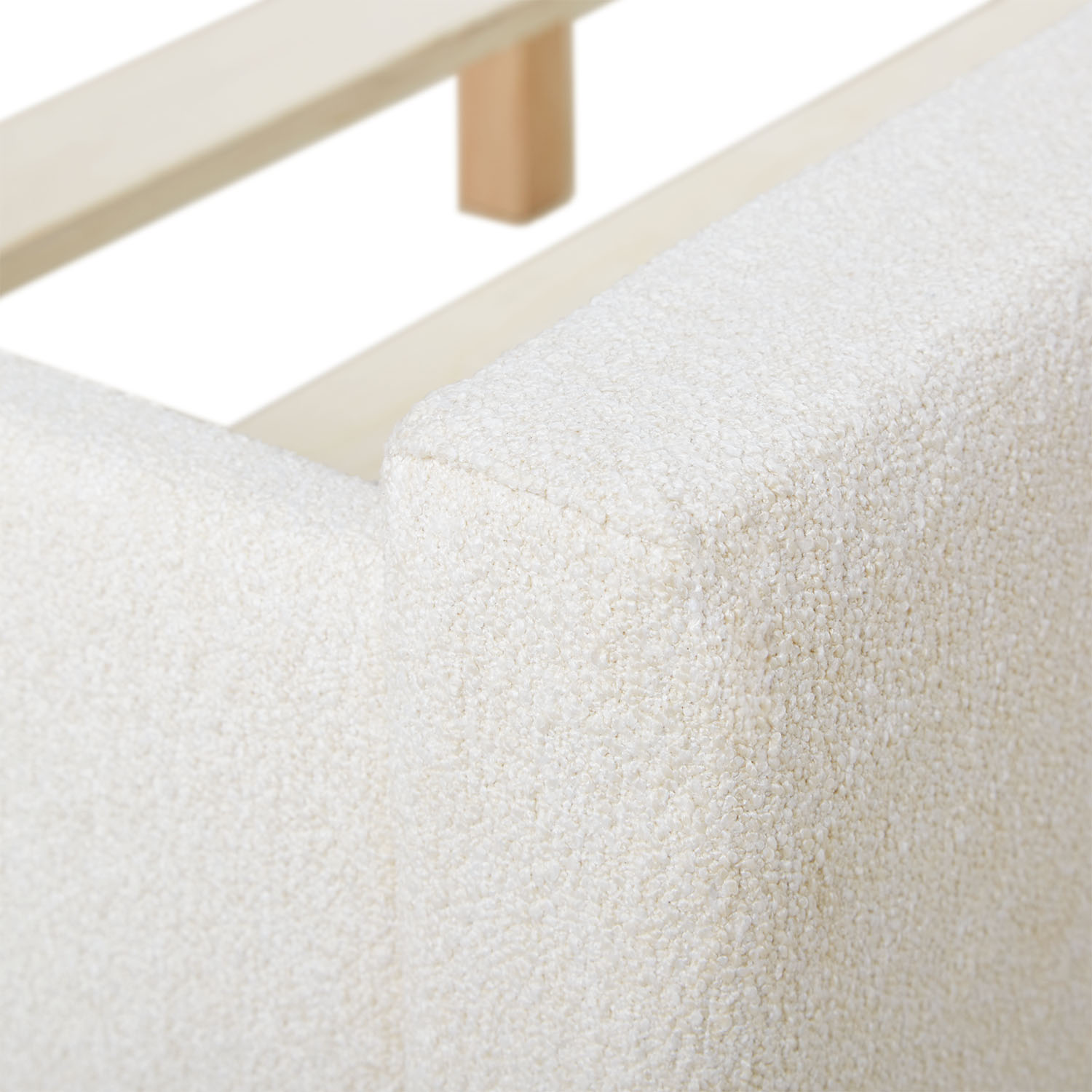 Upholstered Bed 140x200 cm Beige Bouclé with Slatted Base – Elegant Fabric Bed in a Modern Design