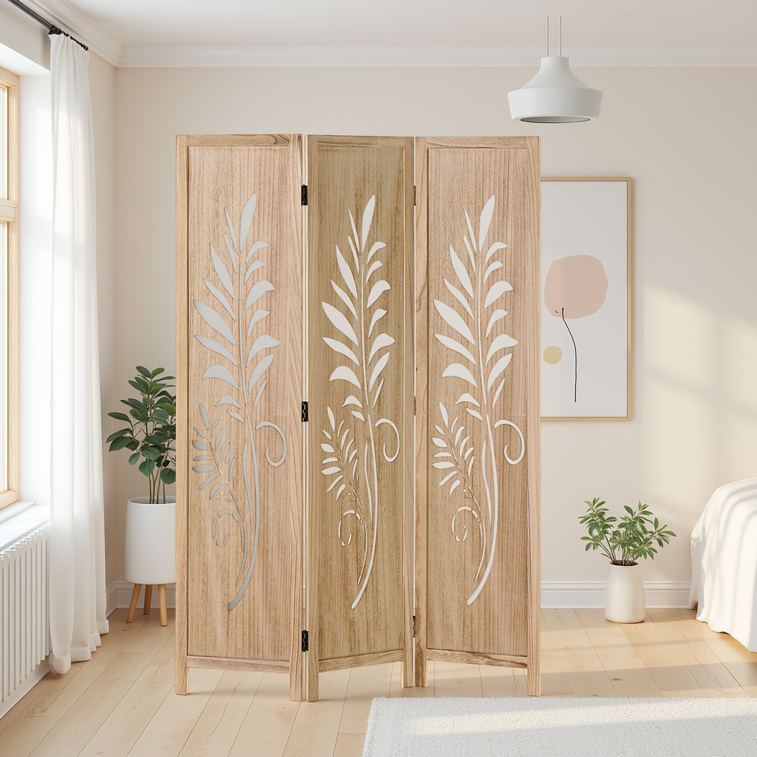 Paravent Natural Design | 3-panel | Wood | Decorative Room Divider | Partition Privacy Screen