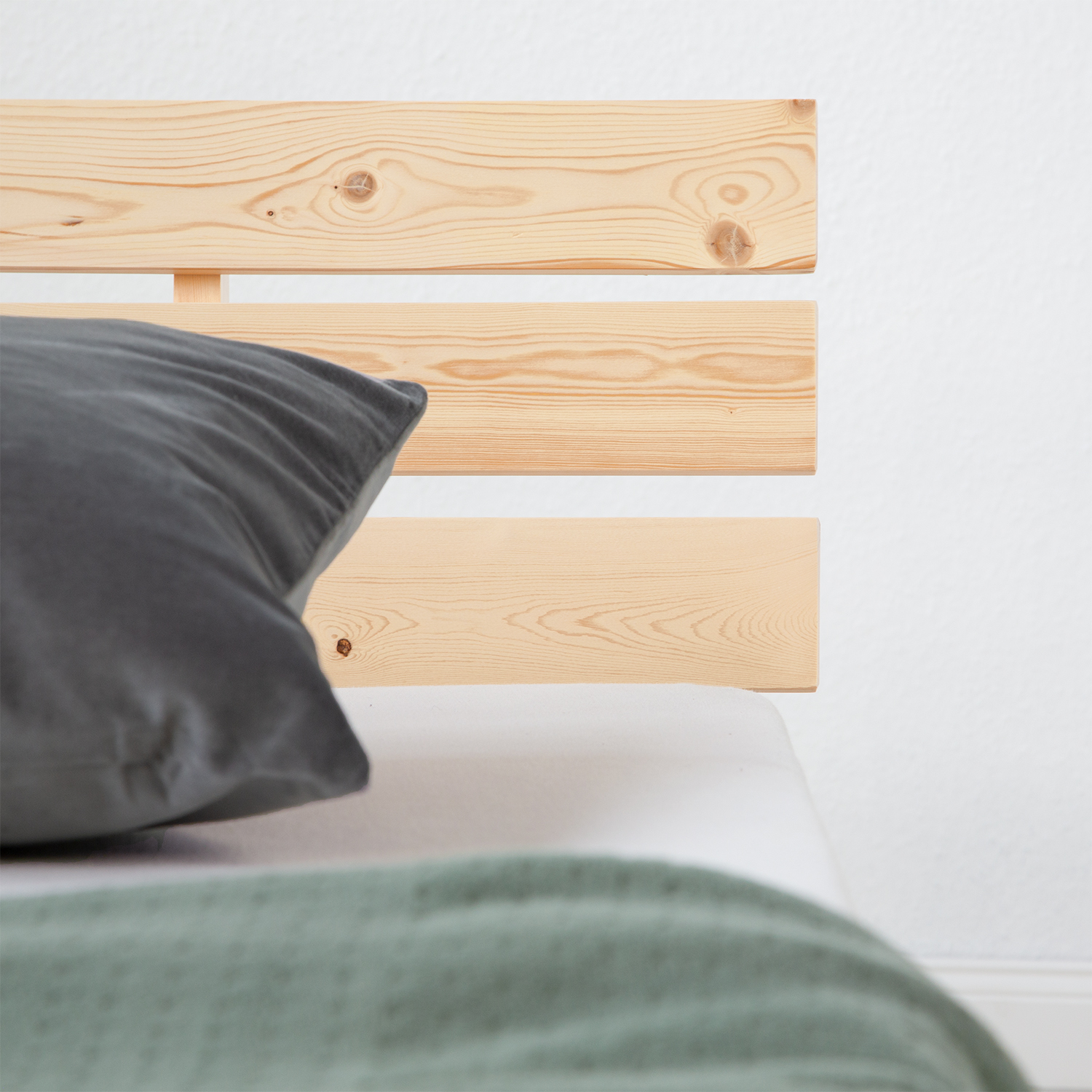 Wood Bed 90x200 cm Natural | Single Bed with Storage Drawer | with Slatted Frame | Solid | Kids Youth Guest Bedroom