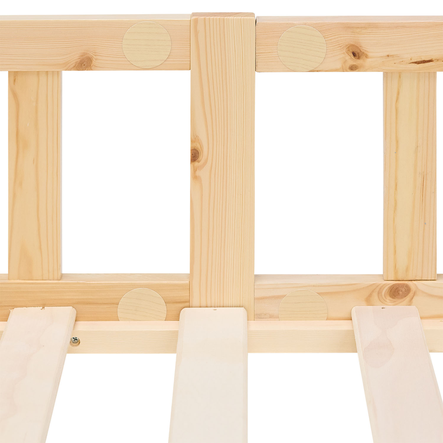 Children's Bed 120x200 Natural | Floor Bed with Slatted Frame | with Fall Protection | Montessori