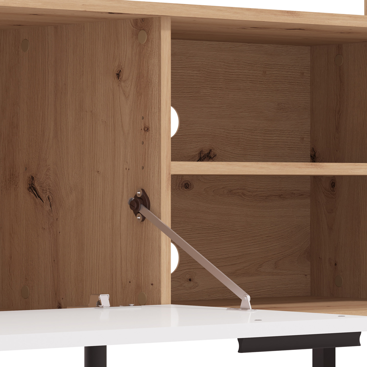 Modern living room unit 4 part cupboard set wall unit wood oak white TV set with storage entertainment center