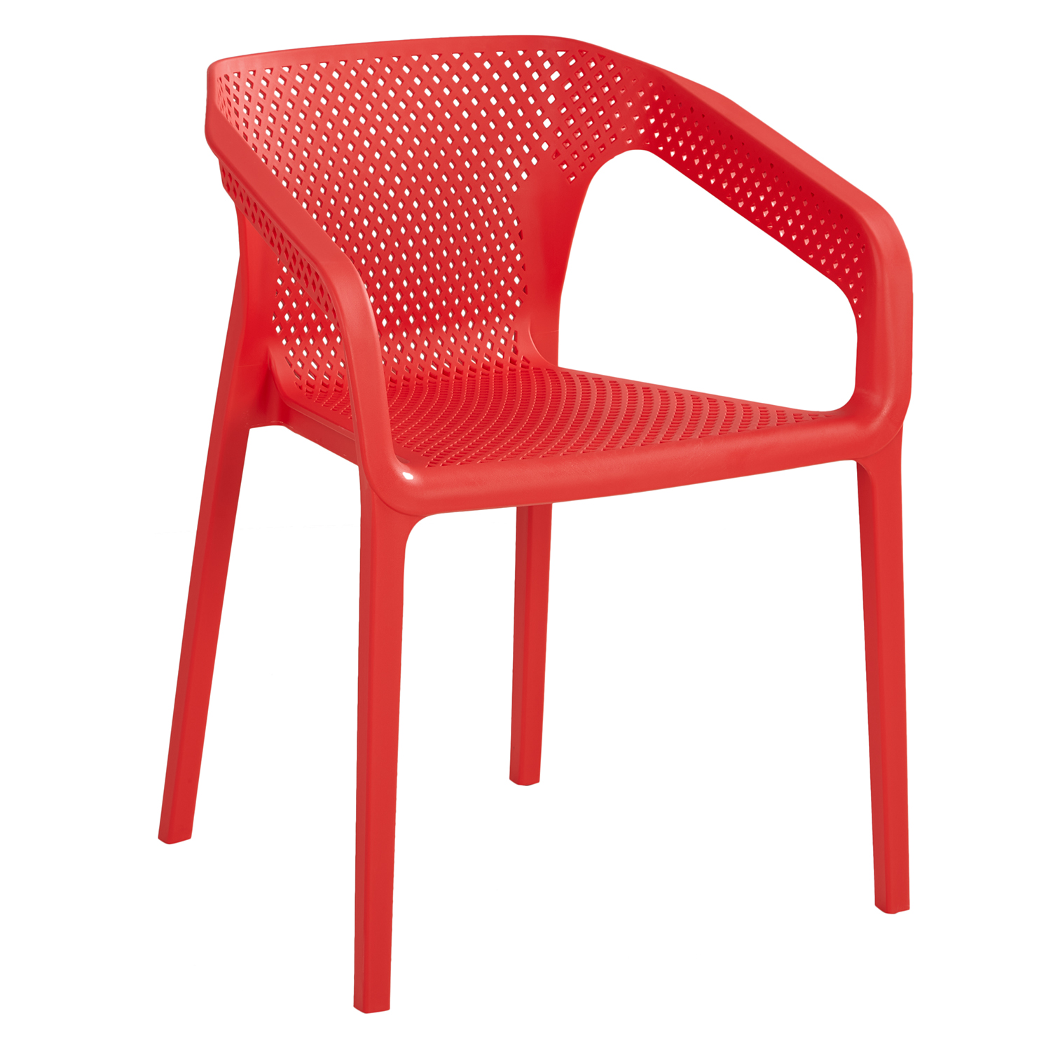 Gartenstuhl mit Armlehnen 4er Set Gartensessel Rot Stühle Kunststoff Stapelstühle Balkonstuhl Outdoor-Stuhl
