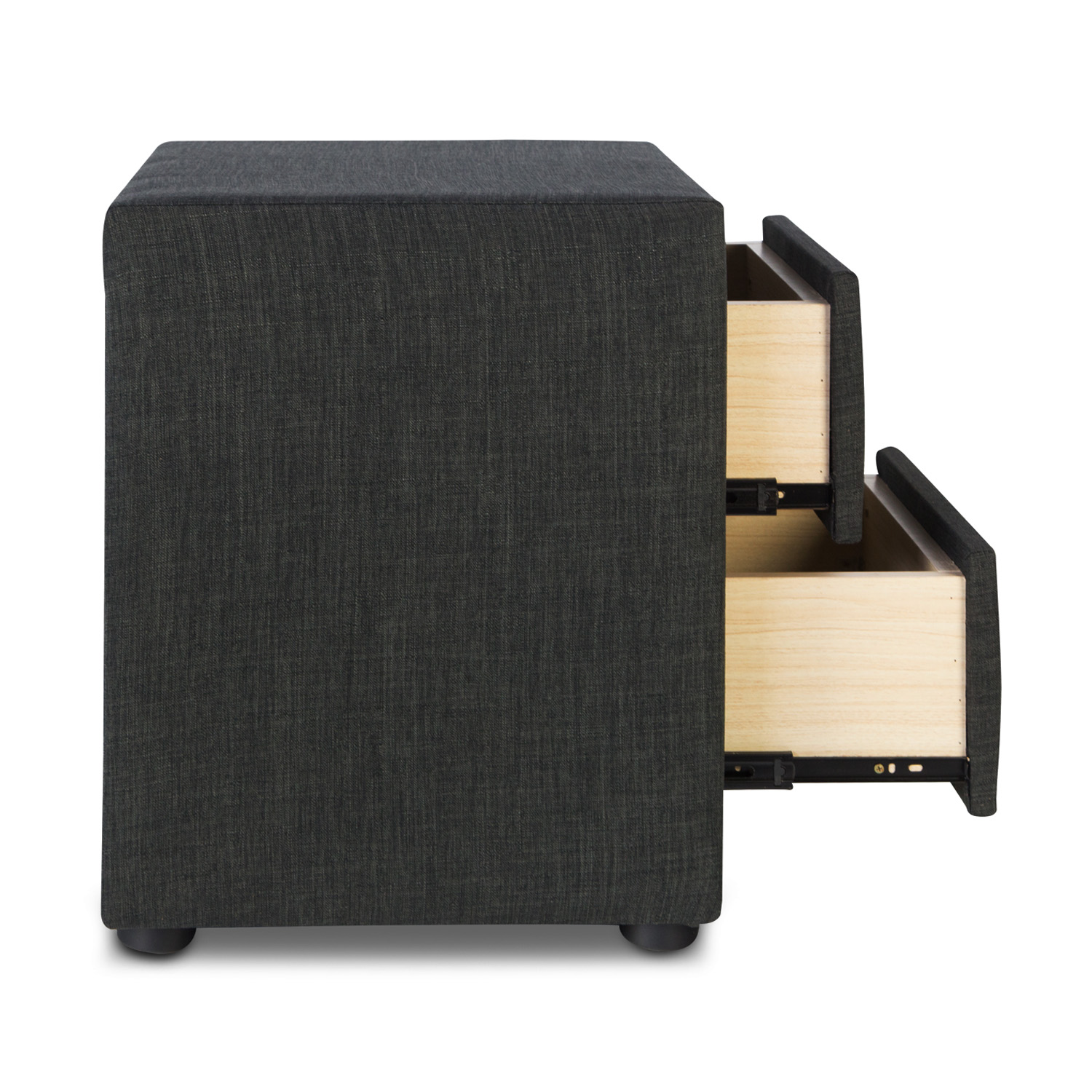 Bedside table nightstand bedroom night chest drawers side table grey fabric