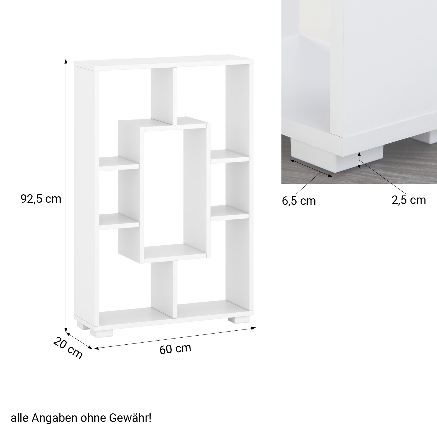 Shelf 4 Versions Floor or Wall Shelf 7 Compartments Bookcase Oak White Wood Solid Modern