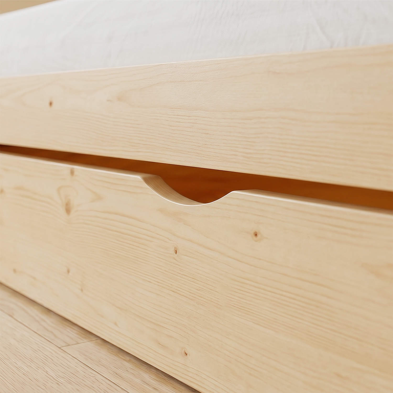 Guest bed Wooden bed 90x200 cm White Gray Natural Daybed Pull-out bed Youth bed Pull-out bed Functional bed 2 mattresses