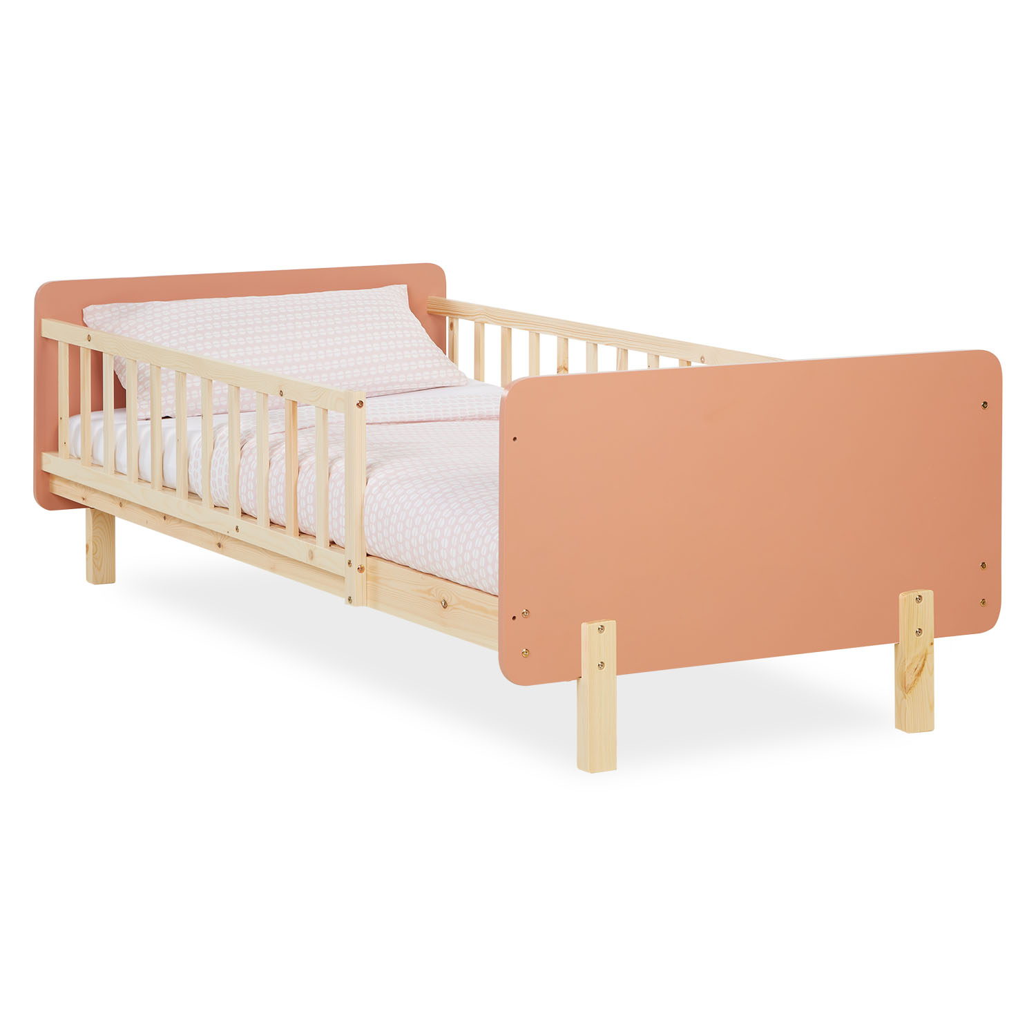 Single bed 90x200 cm White Green Red Wooden Bed frame Toddler bed with safety rail Kids bed Childrens bed Mattress Slatted frame