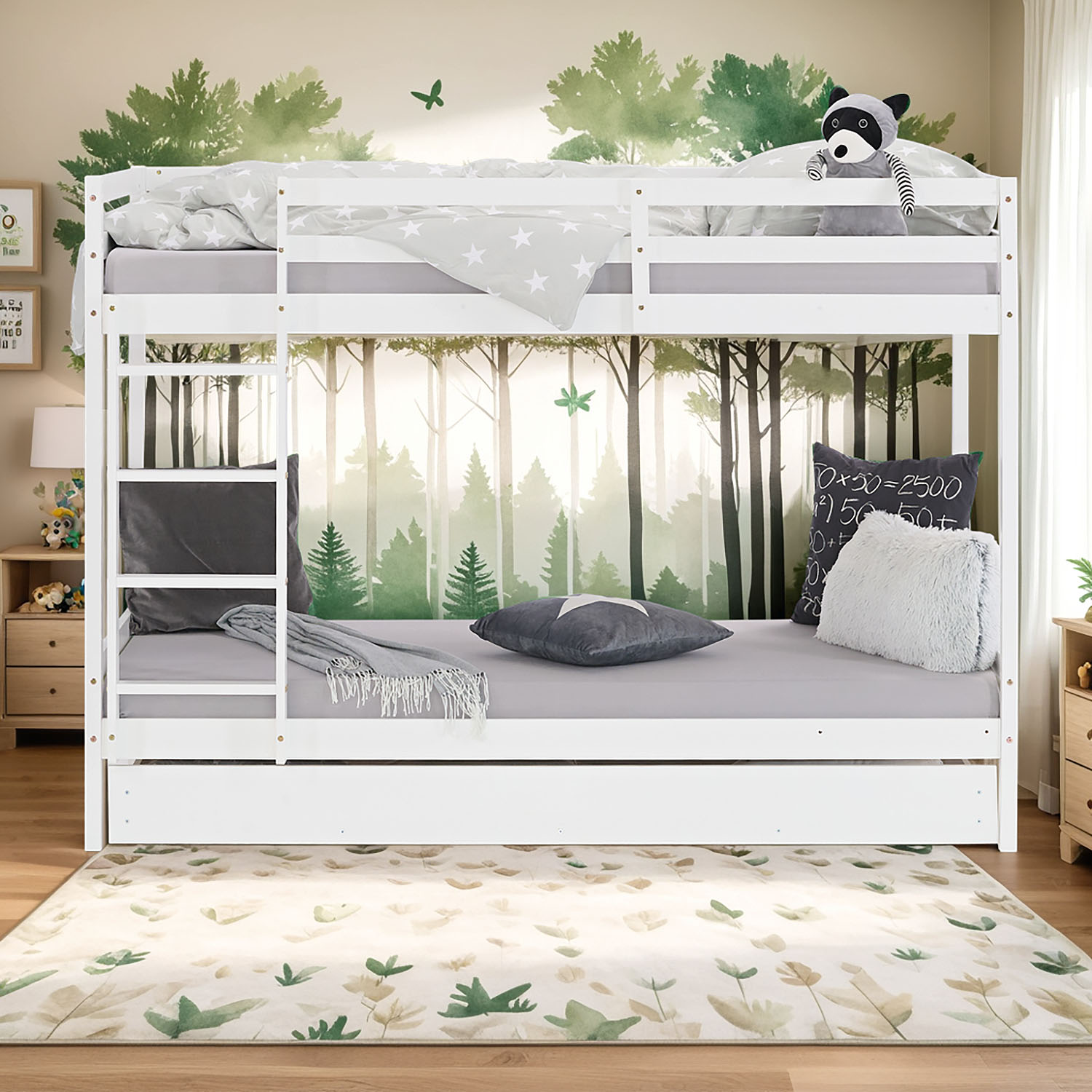 Bunk Bed 90x200 cm White | with Bed Drawer | with Slatted Frame