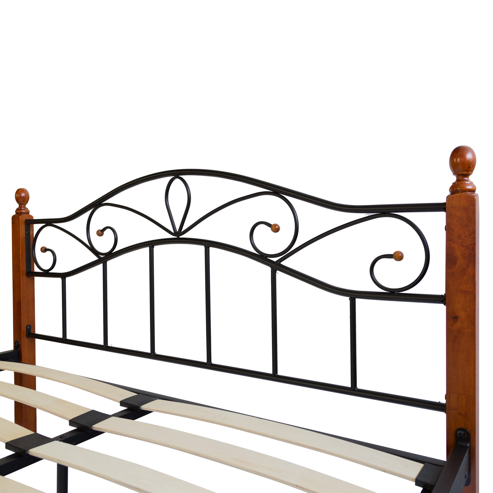 Metal Bed Iron Bed Double 160 x 200 Wood Slatted black brown bed frame 920