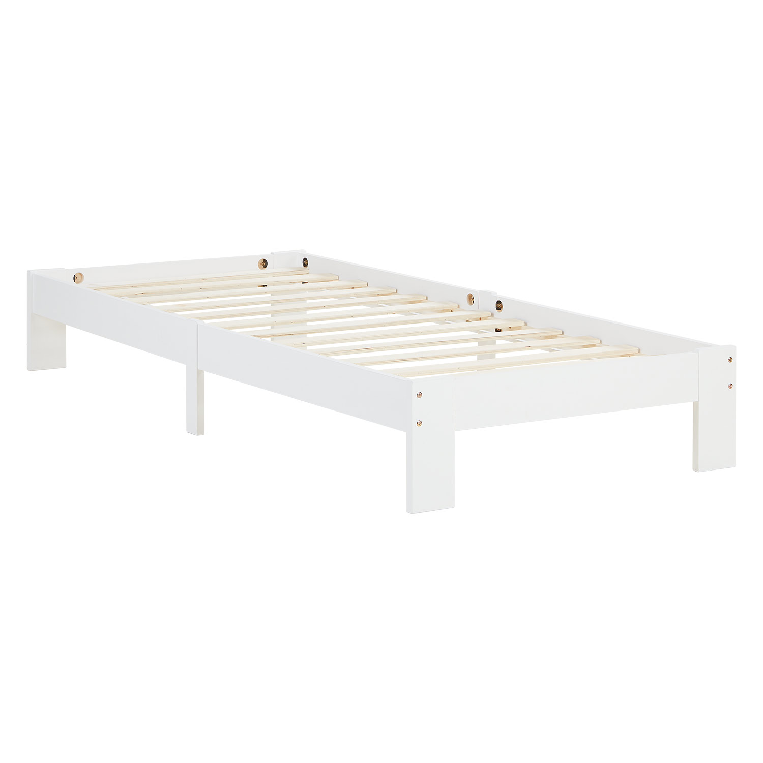 Wood Bed 90x200 cm White | Single Bed | with Slatted Frame | Solid | Kids Youth Guest Bedroom