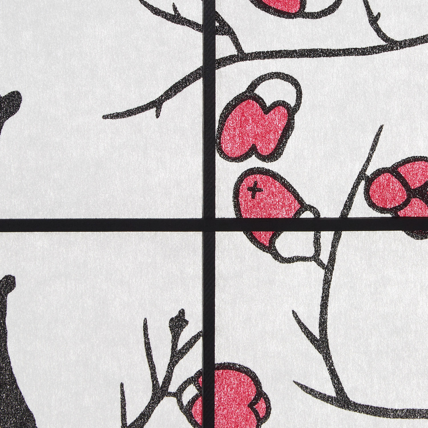 Paravent Black Cherry Pattern | Rice Paper White | 5-panel | Wood | Room Divider Partition Privacy Screen