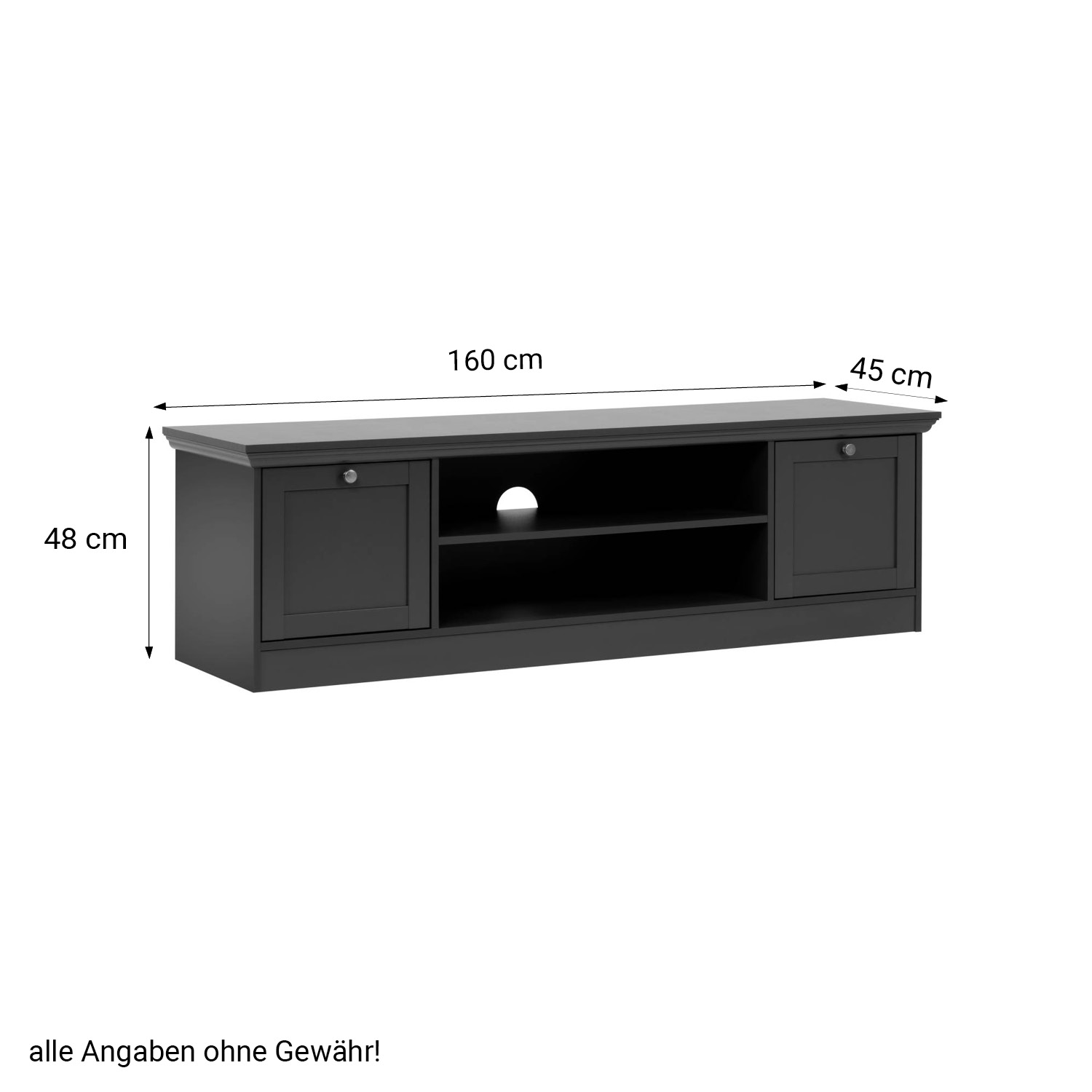 TV Board Wood TV Cabinet Lowboard Sideboard TV Bench Anthracite Country House Style