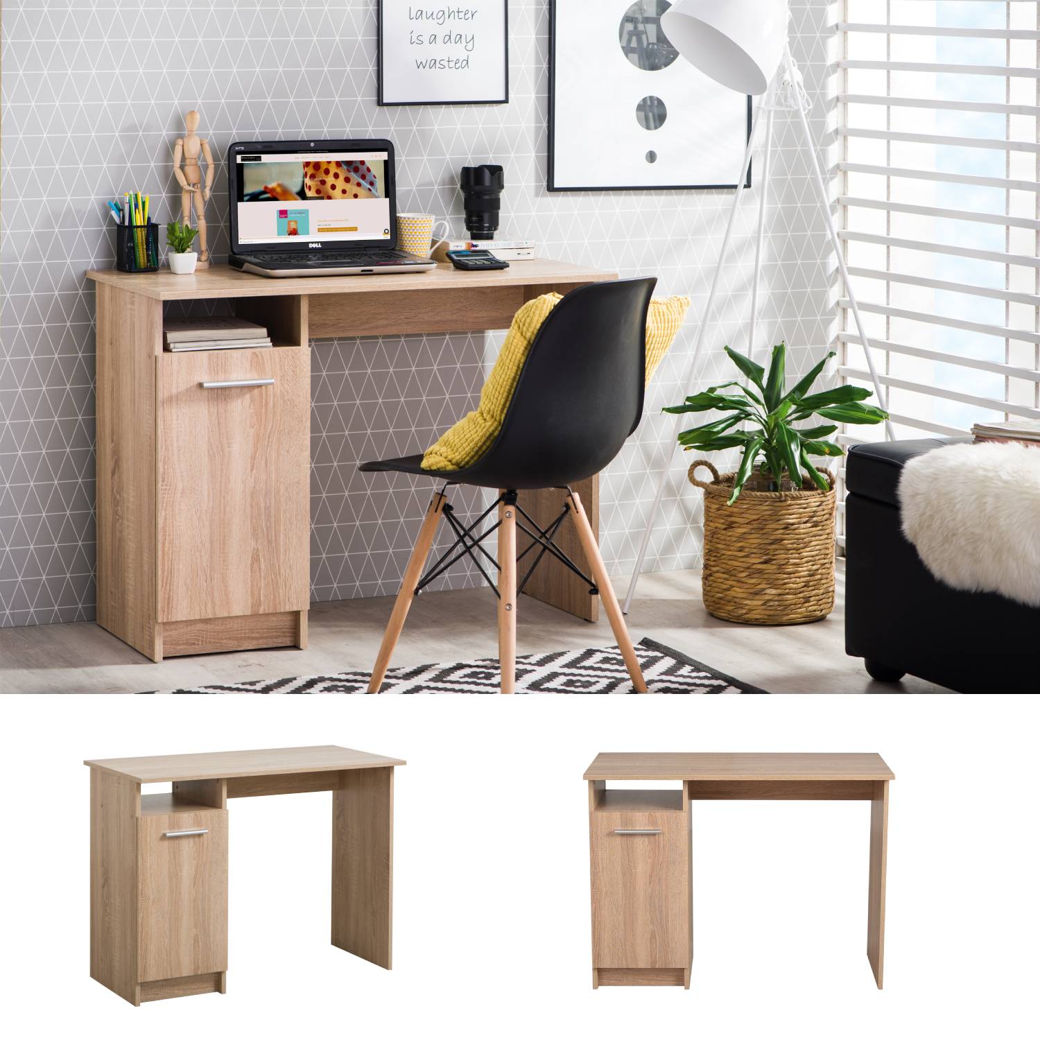 Desk computer table office table nature white 50x100 work table wood space-saving