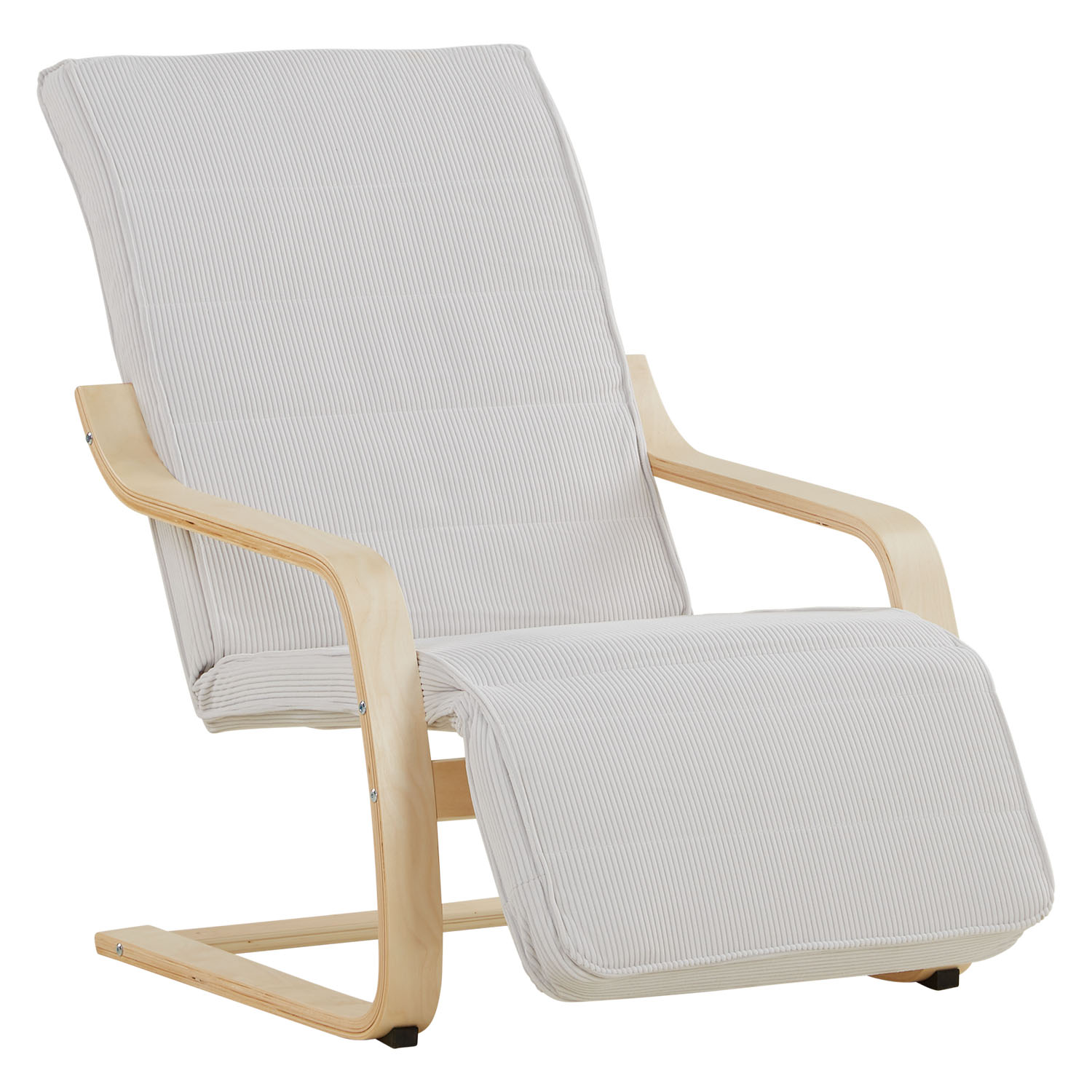 Relaxsessel Corduroy Grey | with Footrest | Natural Wood | Glider Rocking Chair Nursing Chair Recliner