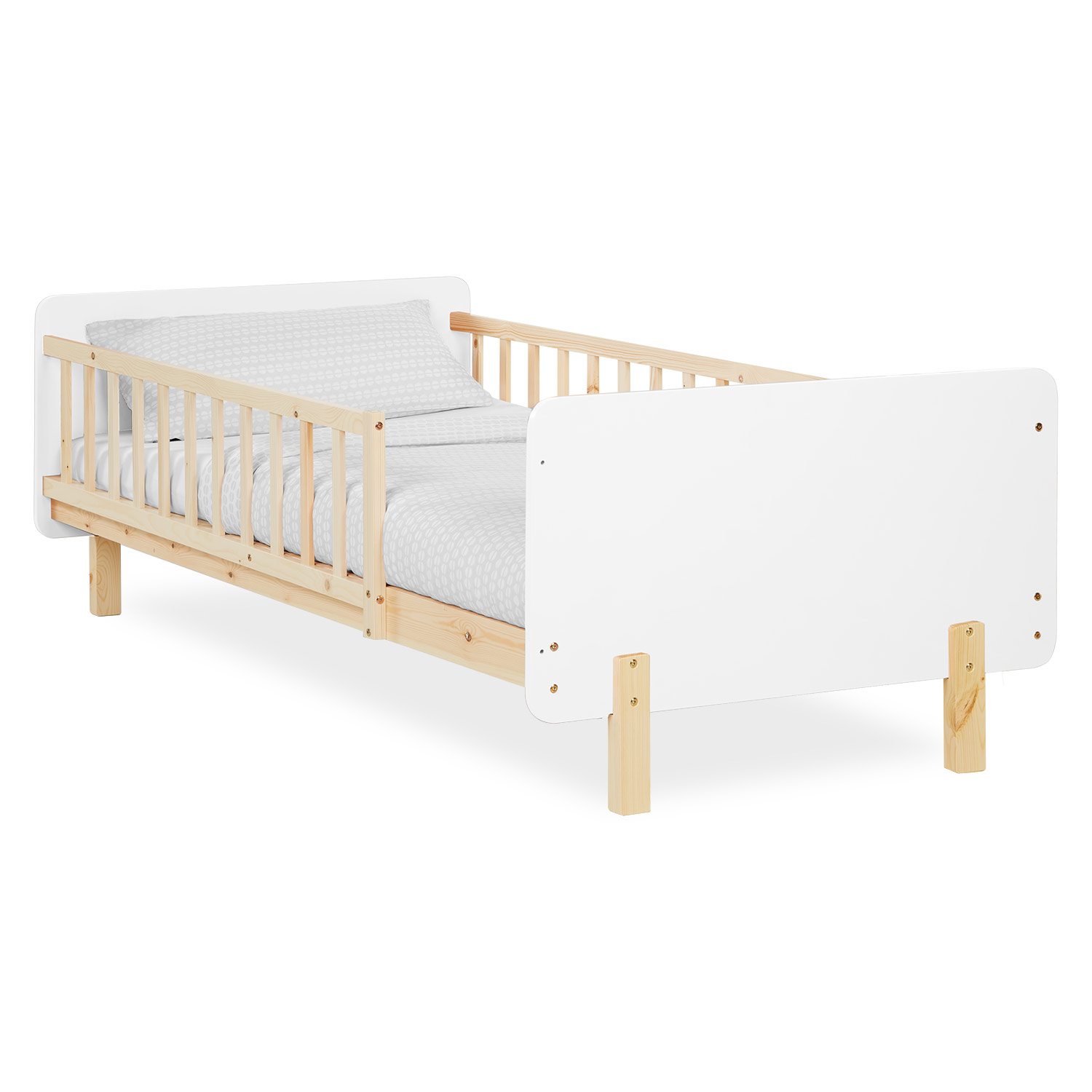 Single bed 90x200 cm White Green Red Wooden Bed frame Toddler bed with safety rail Kids bed Childrens bed Mattress Slatted frame