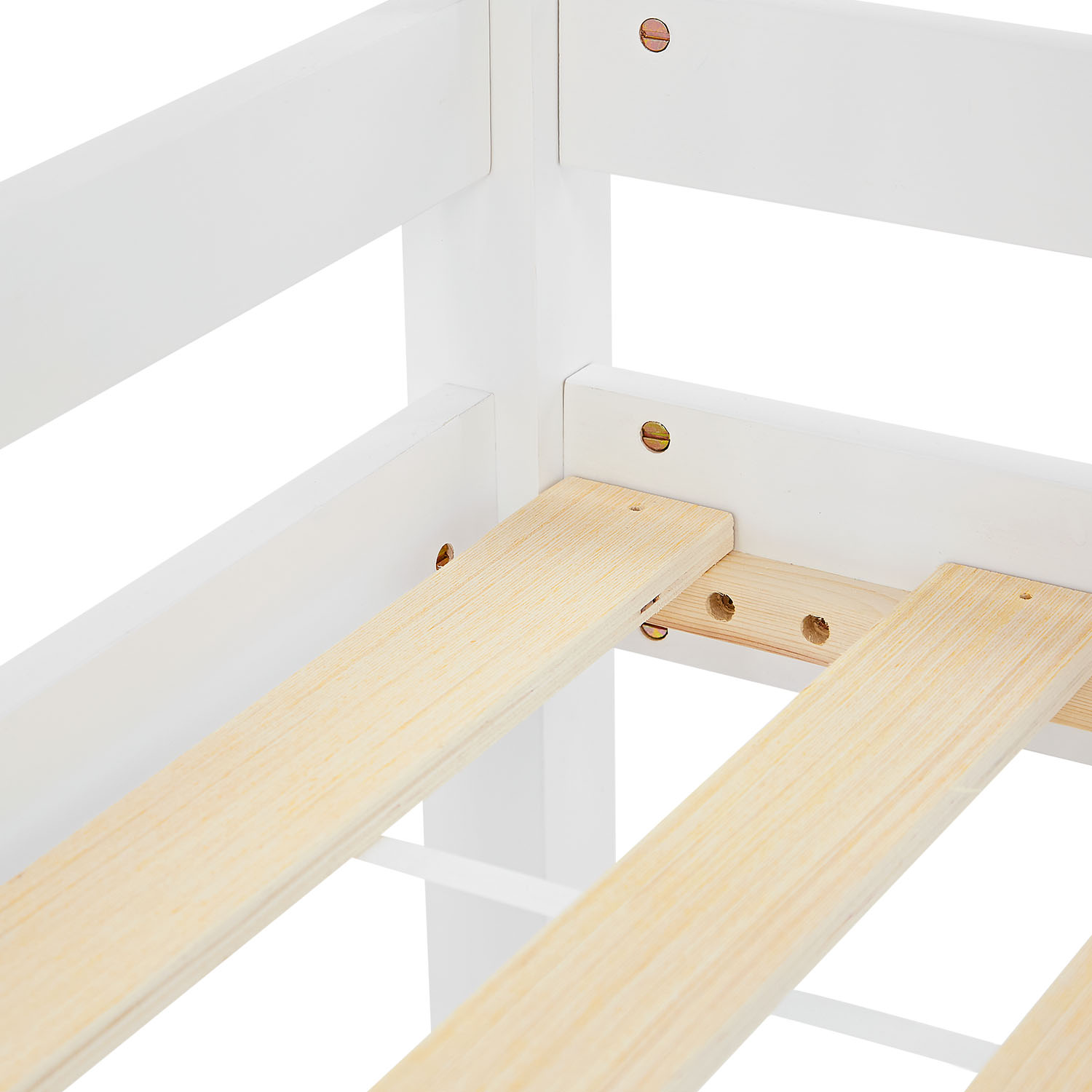 Loft bed with mattress and slatted frame, 90x200 cm, children's bed, white, solid wood