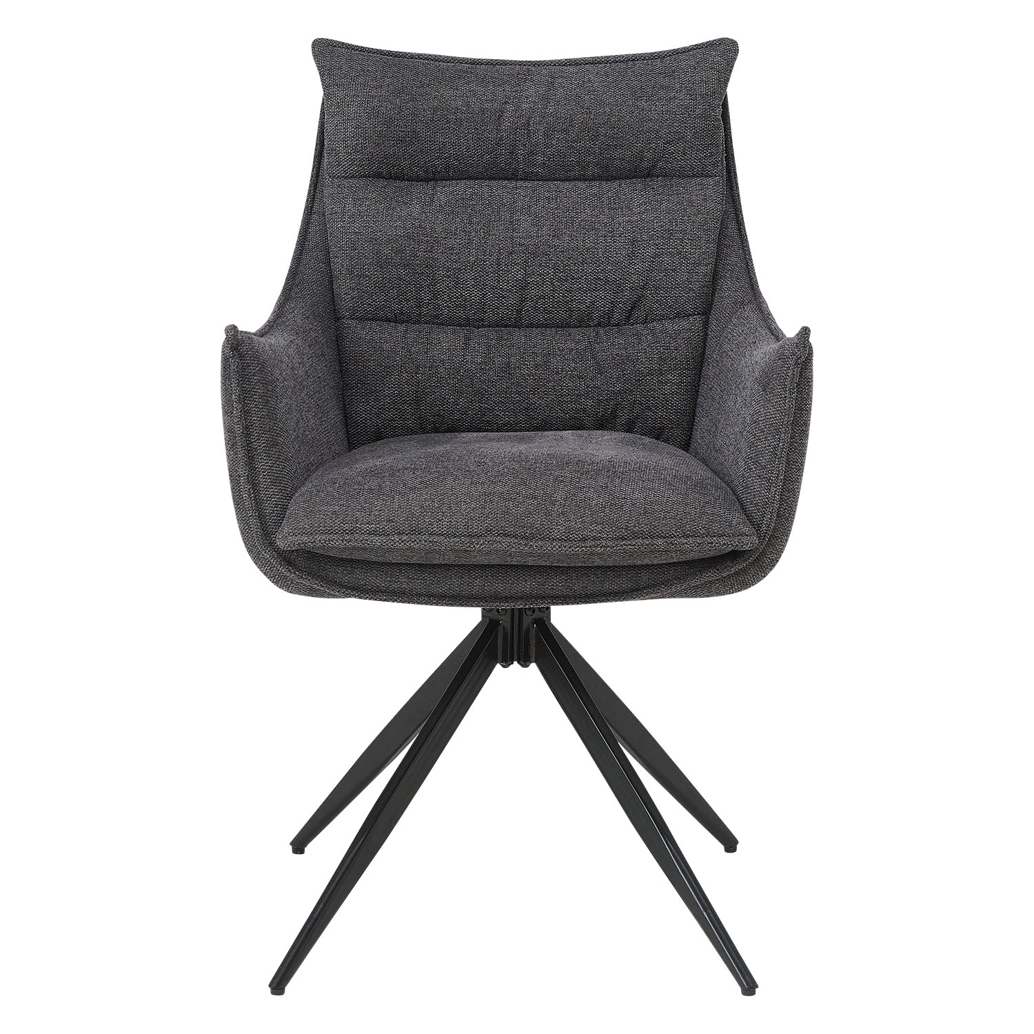 Upholstered Chair Fabric Anthracite | Set of 4 | swivel | with Armrests | Kitchen Dining Room Office