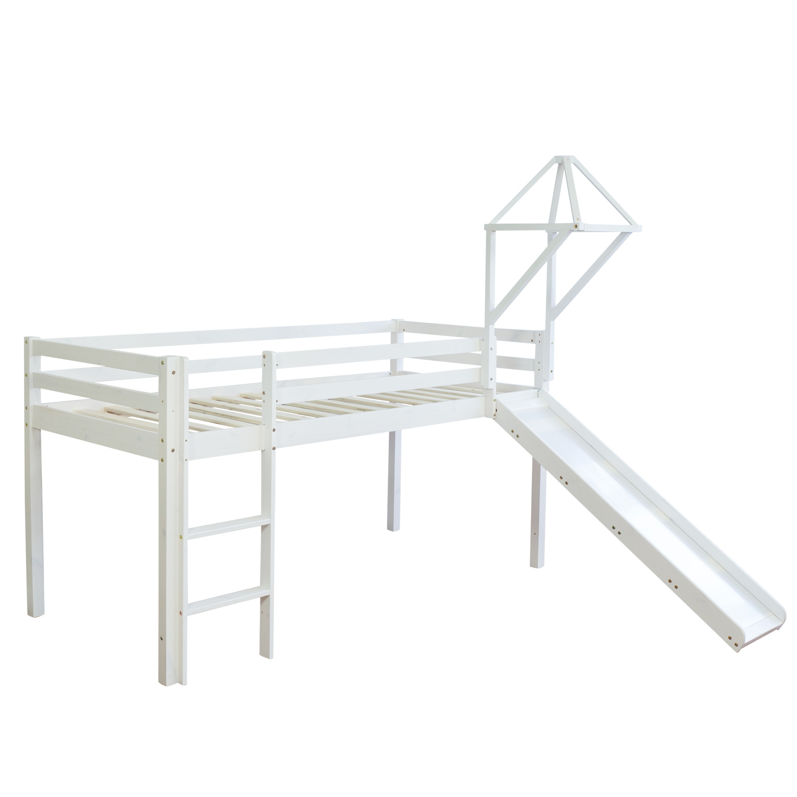 Loft Bed Bunk Bed 90x200 cm Childrens bed with Tower Slide Bed Bag Solid Wood