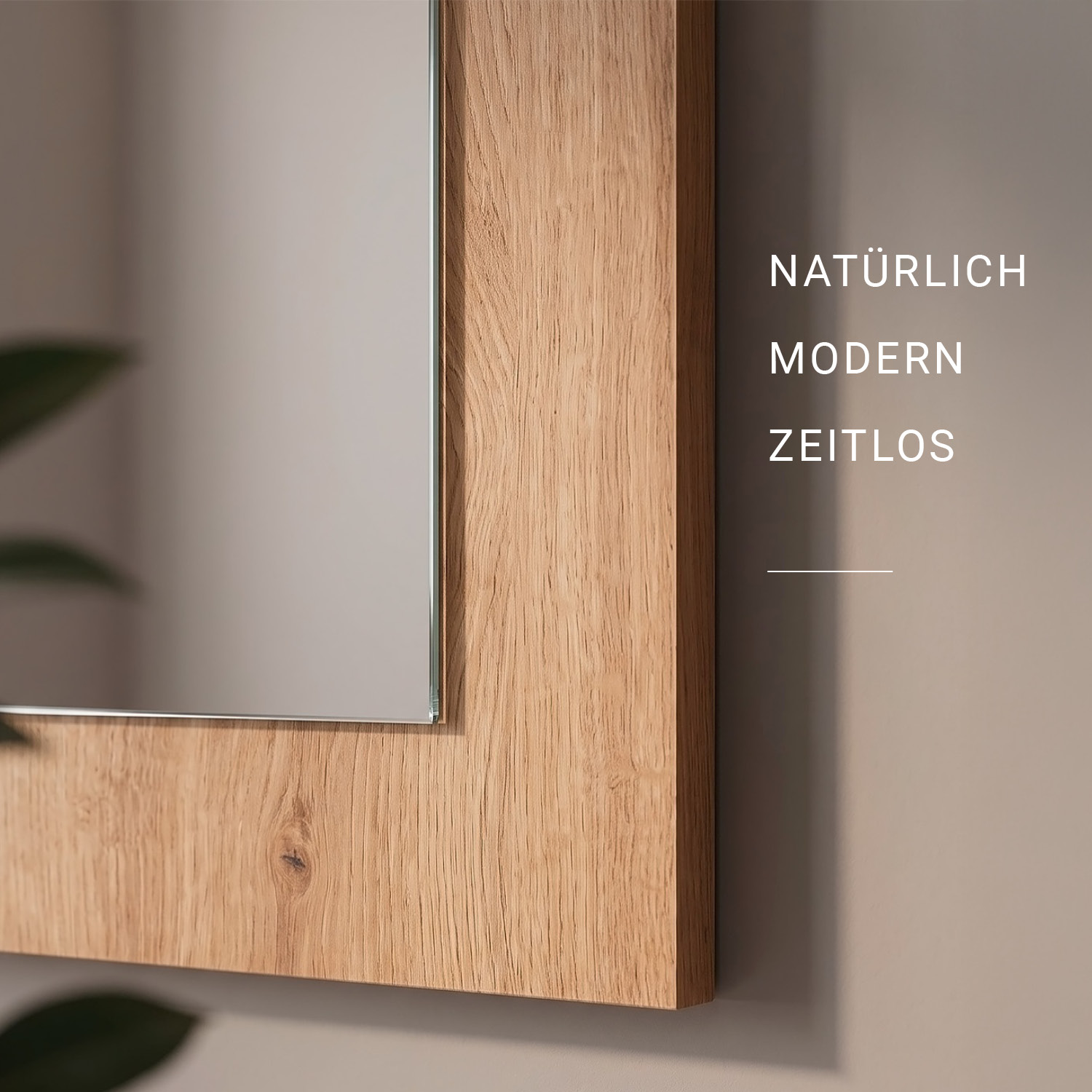 Large Rectangular Wall Mirror 80x70 cm Oak Effect Wooden Frame Artisan Oak Hallway Bedroom Living Room Mirror