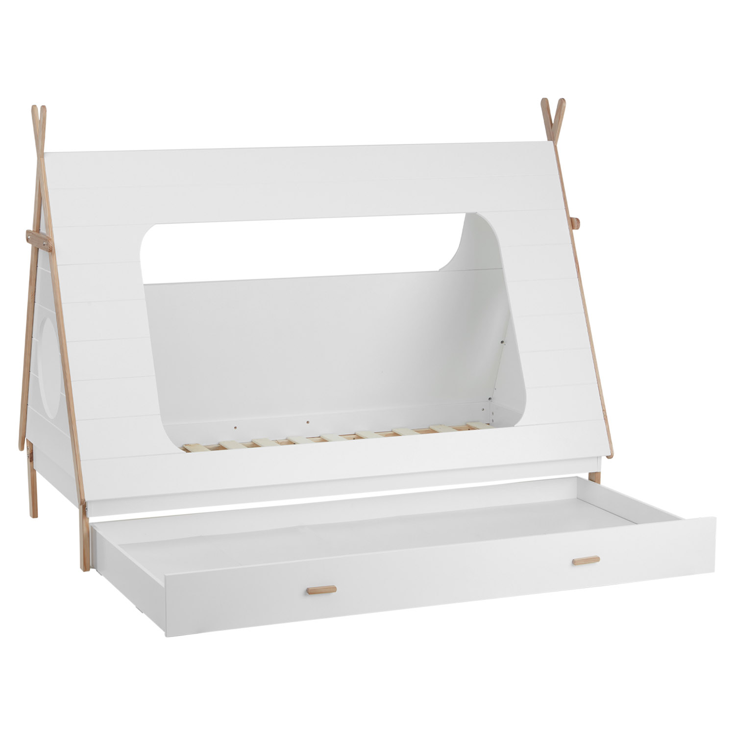 TIPI House Bed Play Bed Wooden Bed 90x200 cm Pine White Children Bed Drawer