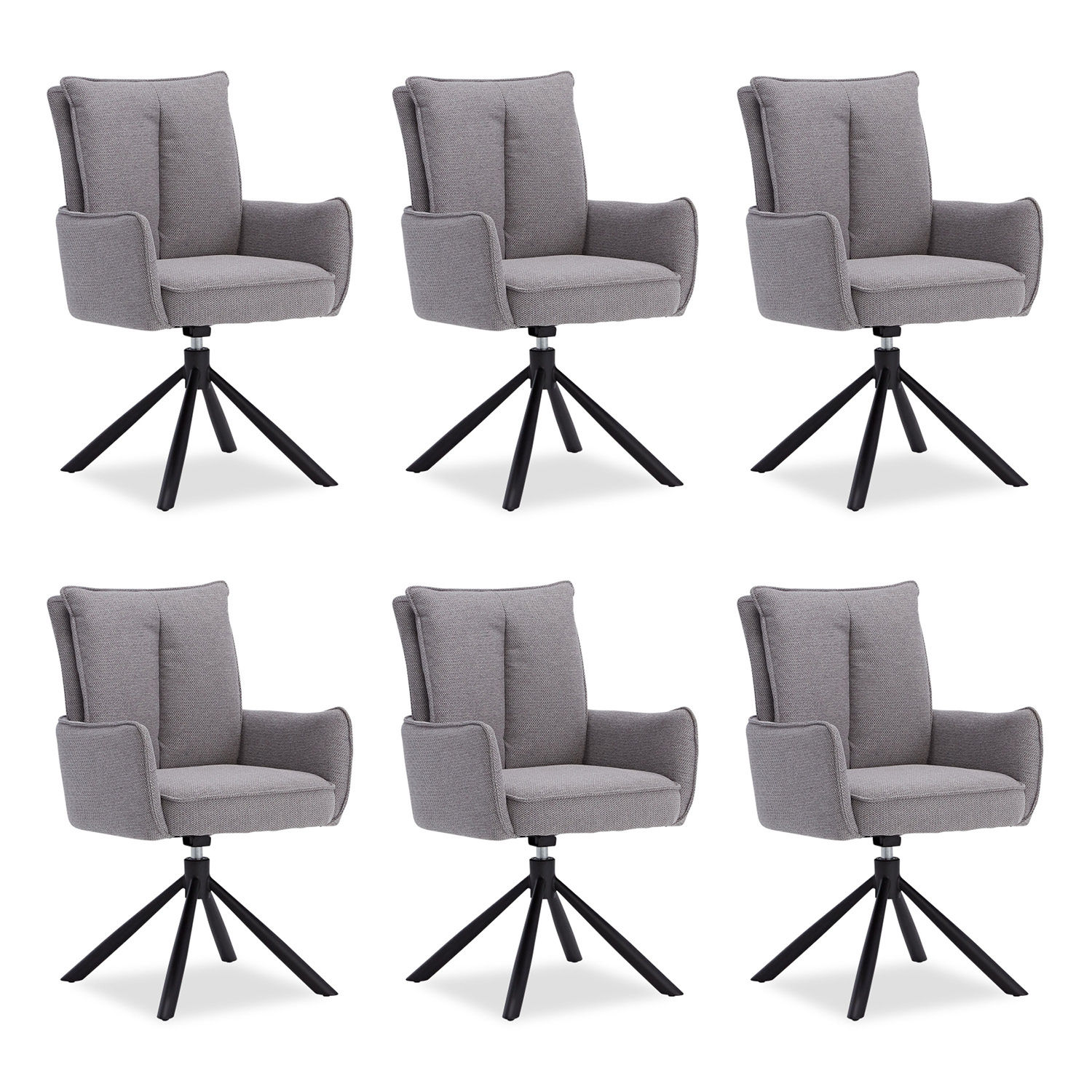 Dining Chair Set of 6 Modern Egg Chairs Grey Fabric Armchairs Dining Room Chairs Upholstered Chairs Eames Chairs