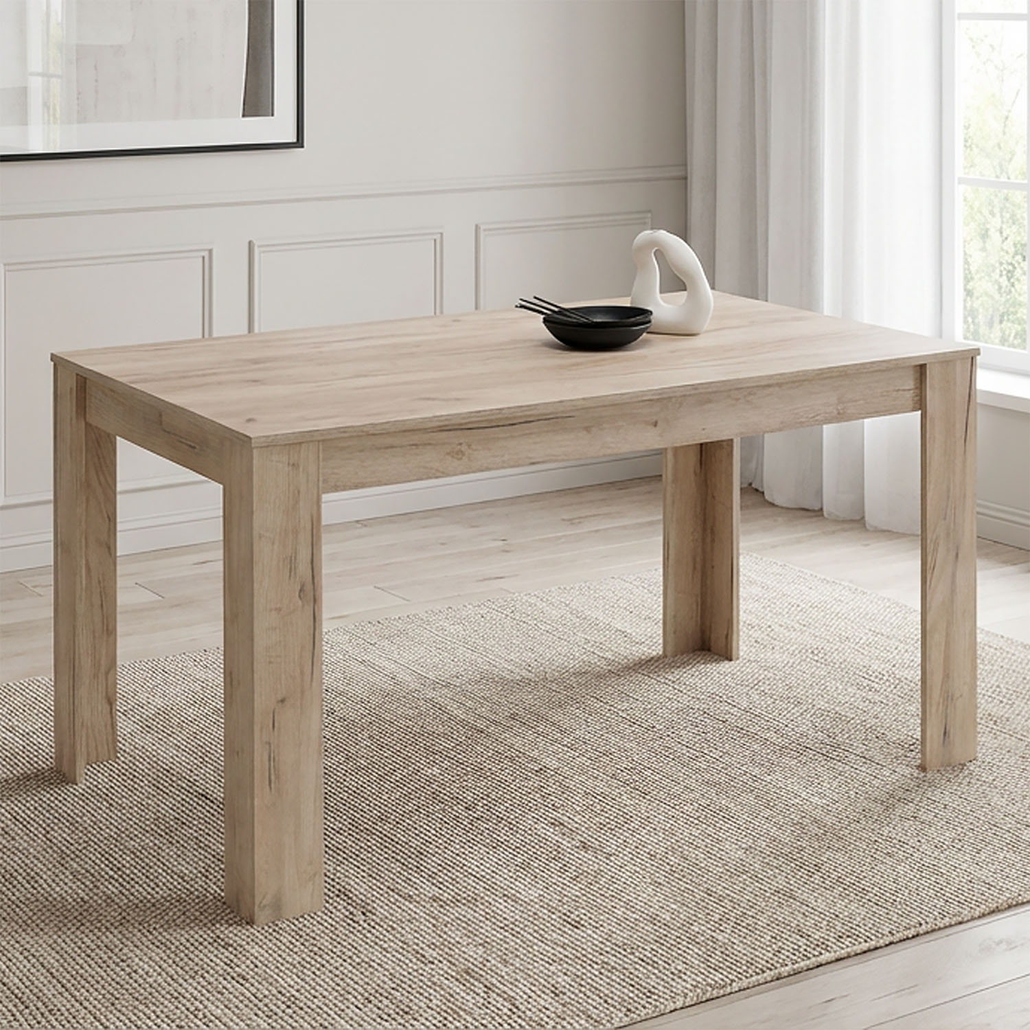 Modern Dining Table Kitchen Table Wooden Table 135x80 cm Grey Oak 6 Seater
