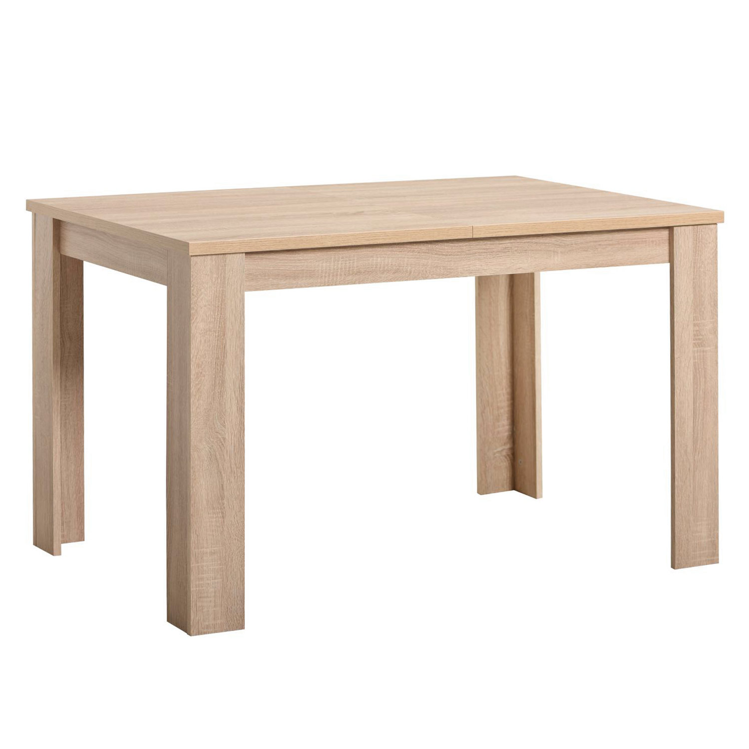 5-Piece Dining Set: Extendable oak dining table (120–153 cm) with 4 light gray velvet-upholstered chairs and gold metal legs