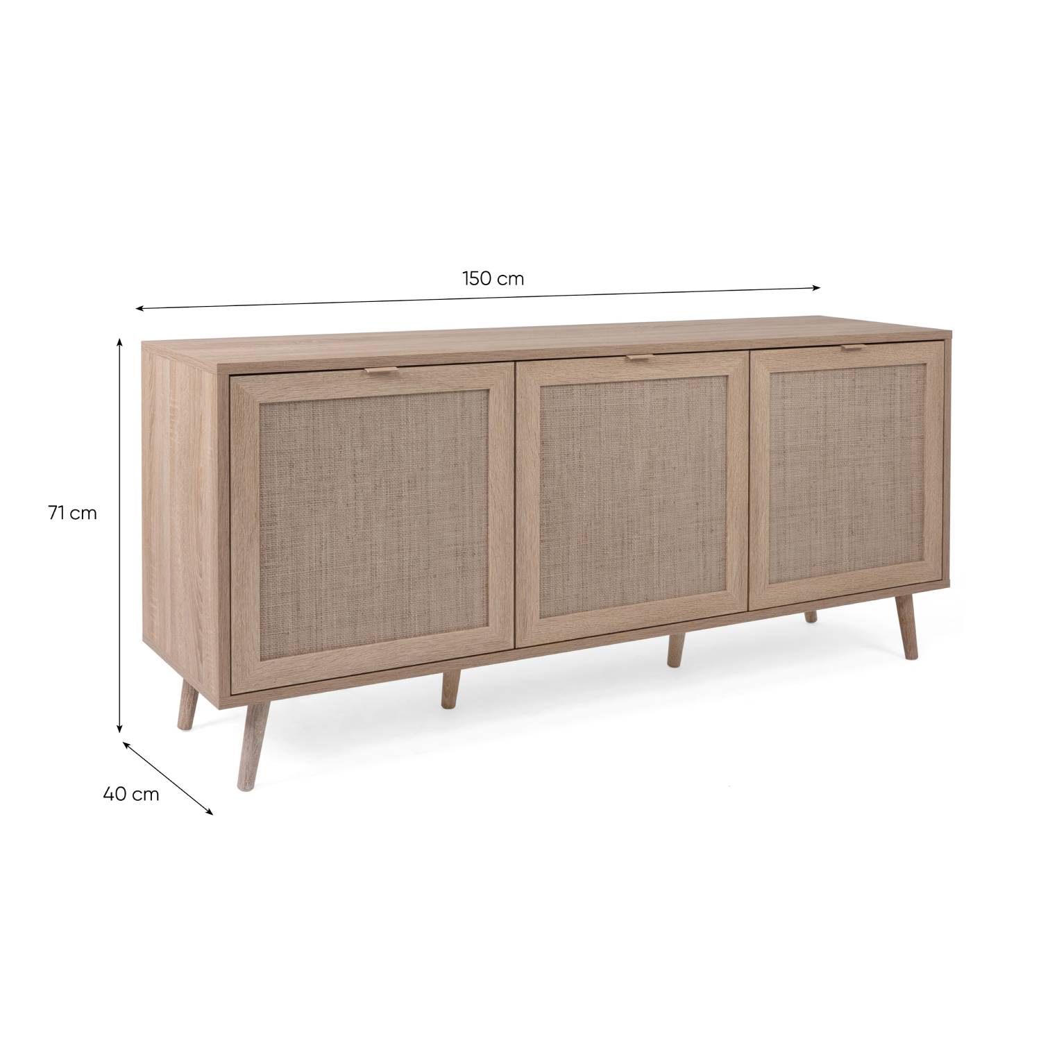 Sideboard Cabinet Cupboard Storage Solide Wood Rafia Brown